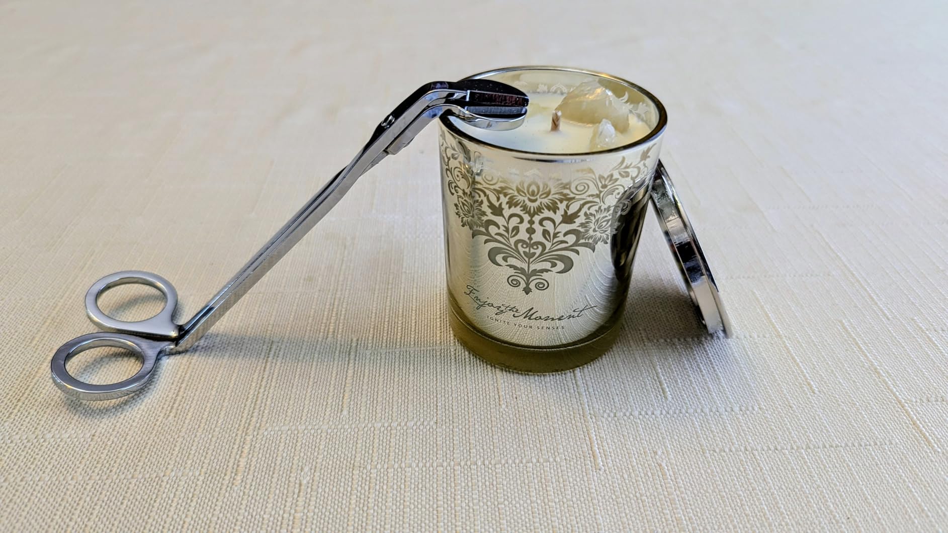 Luxury Candle Gift Set for Women, 3x7oz, Trimmer & Snuffer Lid | Soy candles: Scent Warm Sandalwood Rose, Bright Citrus Gardenia & Jasmine Rose Bloom, natural crystals, 120-hour burn customer photo 2