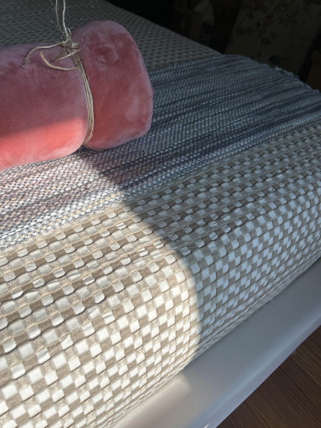 Bedsure Cooling Cotton Waffle Blanket, Natural, Queen Size, 90x90 Inches | Lightweight, Breathable, Rayon Derived from Bamboo, For Hot Sleepers customer photo 1