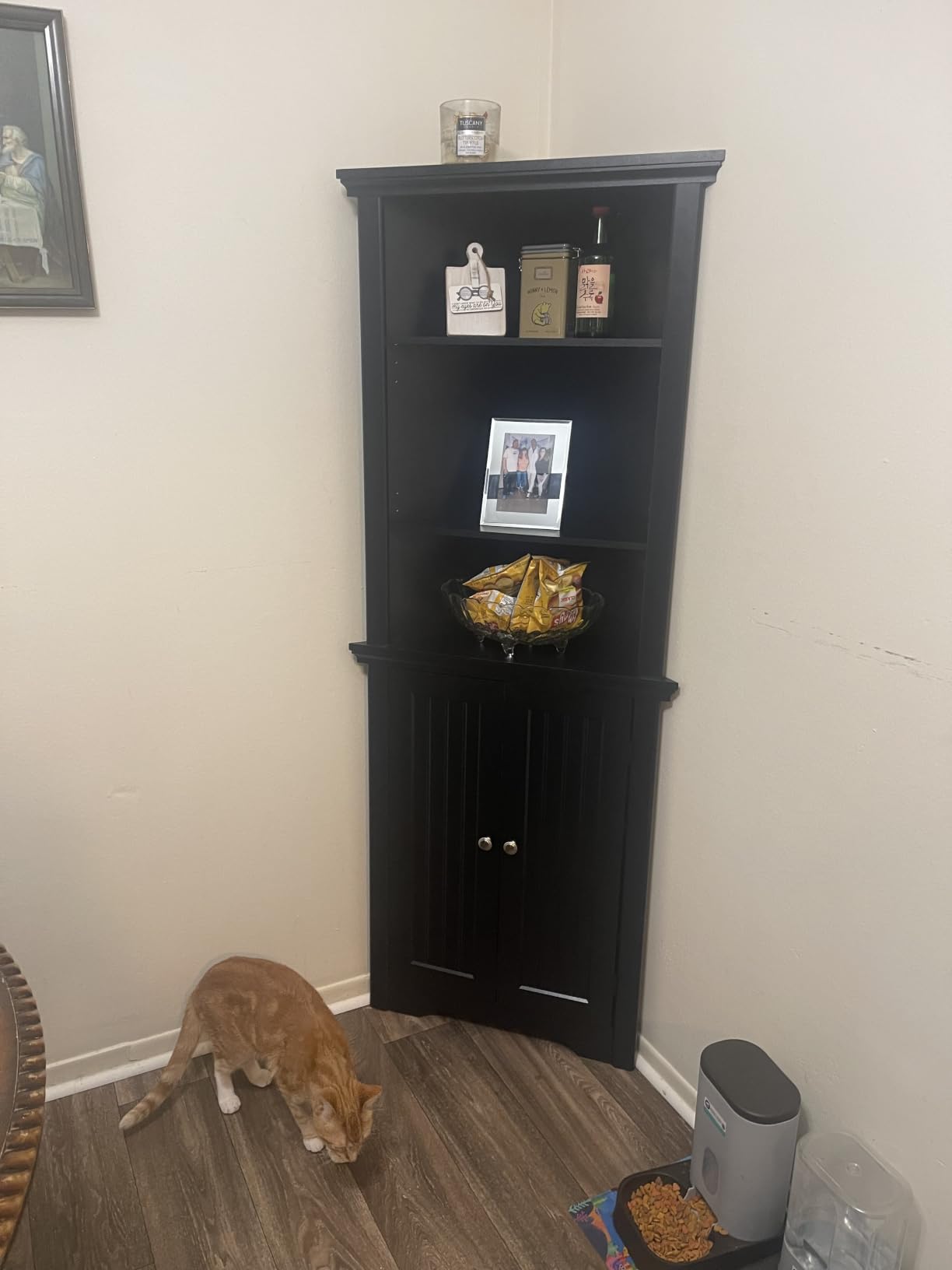 YESHOMY Corner Cabinet, Storage Cupboard with Doors, Black | Tall Storage Cabinet with Adjustable Shelves, for Living Room, Bathroom, Kitchen customer photo 2