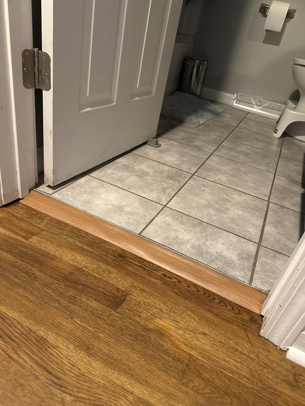 Floor Transition Strip Vinyl Door Threshold Ramp Self Adhesive Carpet Edging Strip Doorway Edge Trim, Overlap Edge Reducer for Laminate Carpet, Floor, Tile (Brown Wood Grain, 1/5