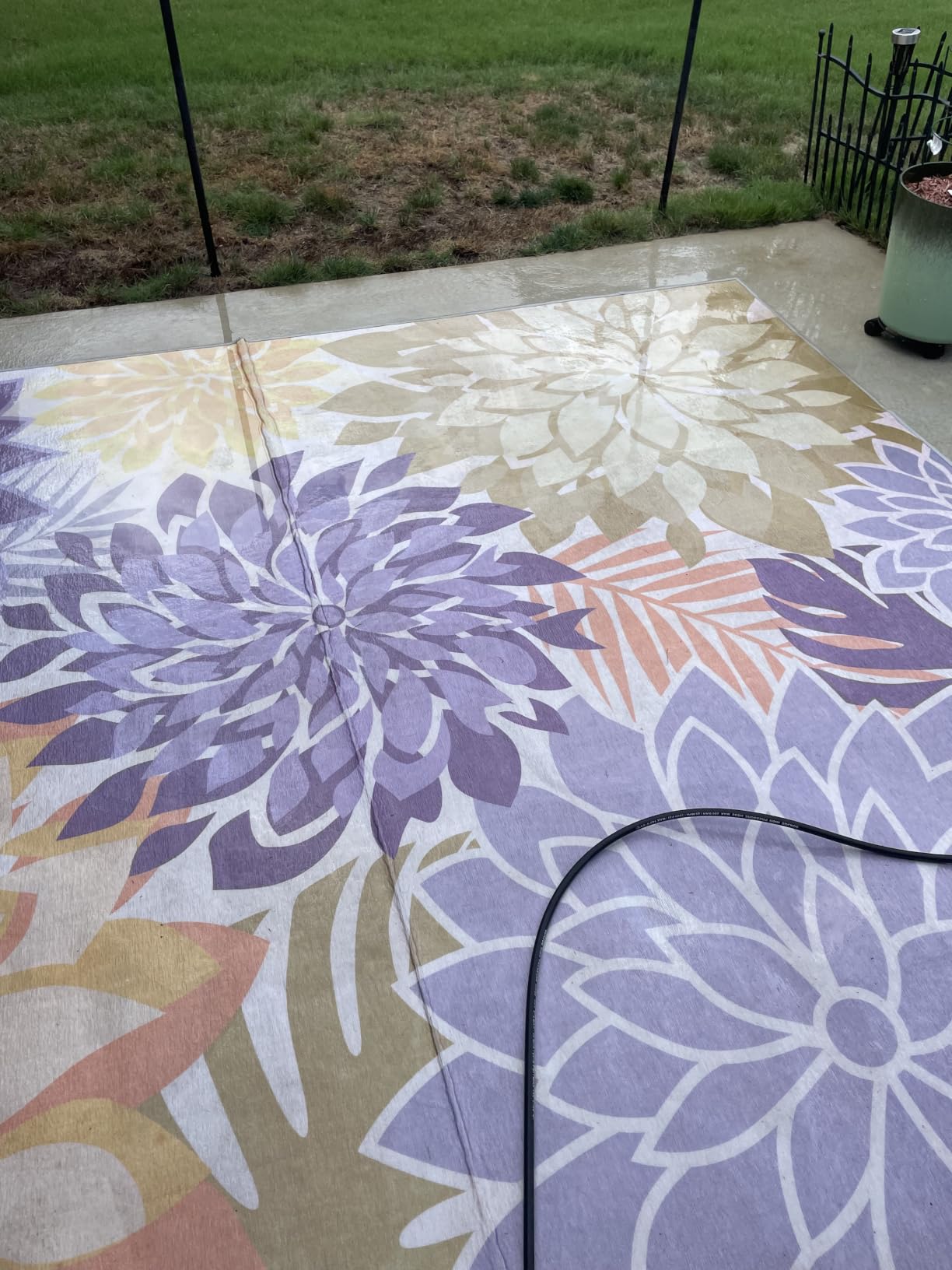 Outdoor Rug Waterproof, Washable Patio Rug for Deck, 9x12, Colorful | UV Resistant Chenille Fabric, Stain Resistant, Non Slip, Large Tropical Camping Carpet for Porch, Backyard customer photo 2