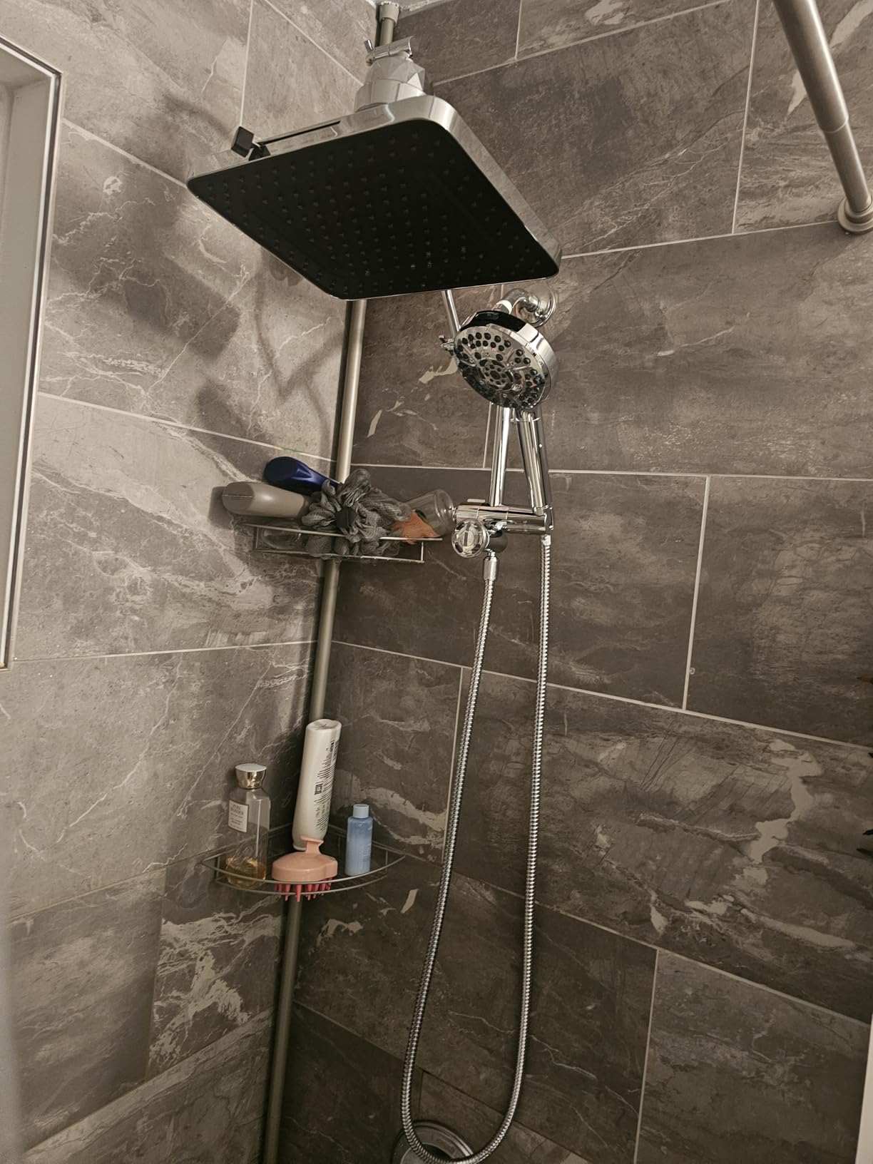 Hibbent 5-spray Dual Filtered Rainfall Shower Head with 10 Spray Handheld | High Pressure 13'' Showerhead Combo, Easy Reach 4-way Diverter Arm with Pause Mode, 71'' Hose & Holder, Matte Black customer photo 2