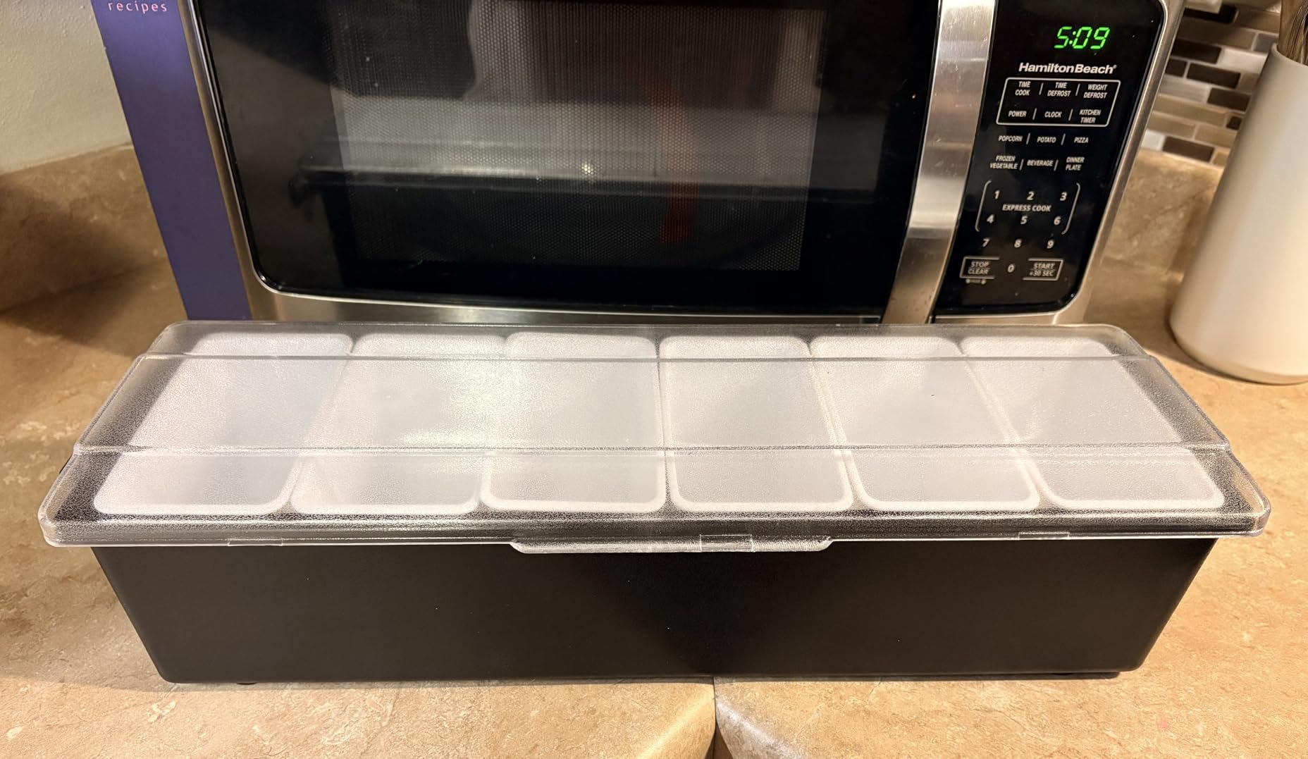 VEVOR Chilled Condiment Server, 6 Compartment Ice Cooled Condiment Serving Container, Chilled Garnish Tray Bar Caddy with Lid, for Bartending & Serving Taco, Salad, Fruit, Home & Restaurant Supplies customer photo 2