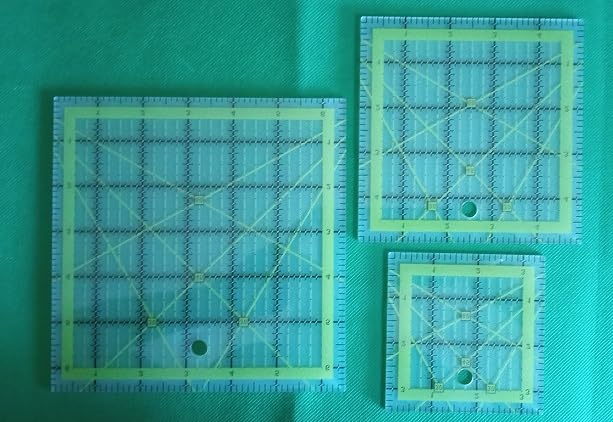 Quilting Rulers,Sewing Ruler,4 Piece Acrylic Square Quilting Templates,Clear Precision Ruler for Quilting Sewing,Tools Supplies Accessories Green(3.5