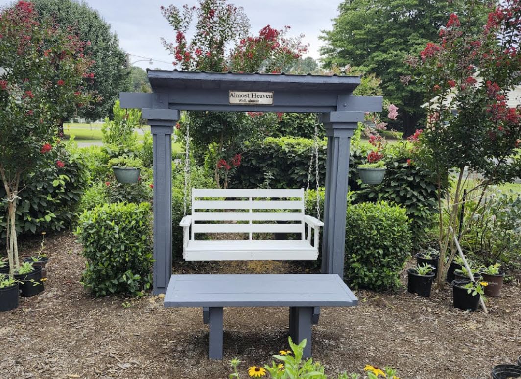 GREENVINES Outdoor Porch Swing, 2-Person HDPE Patio Bench Swings, Blue customer photo 1