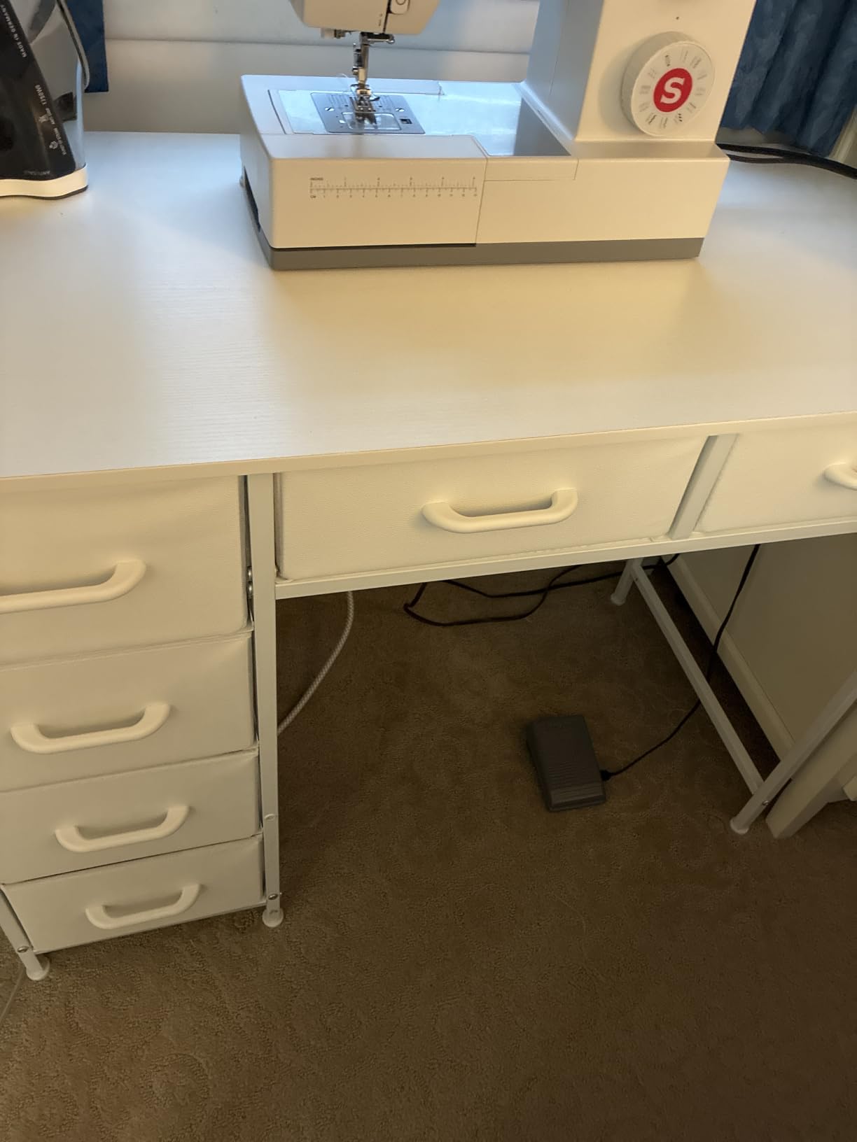 ODK 40 Inch White Computer Desk with 6 Drawers | Small study desk, space saving home office table customer photo 1