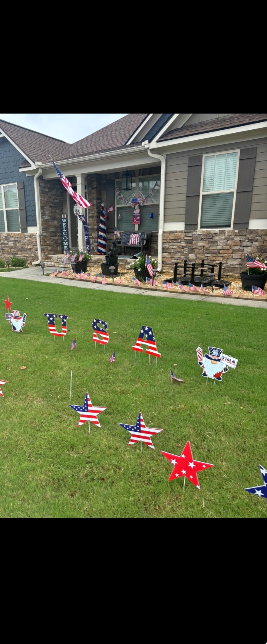 10-Piece 4th of July Star Yard Signs with Stakes - 5 Assorted Designs, 12-Inch Large Patriotic Star Signs for Outdoor Garden and Lawn Decoration for Independence Day Party Favor customer photo 1