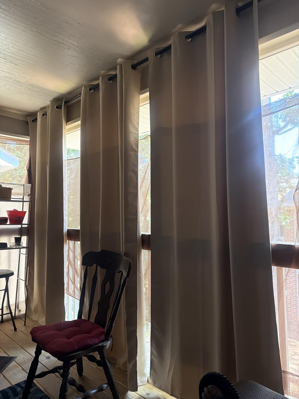 NICETOWN Fade Resistant Outdoor Curtains for Patio W52 x L84 in 2 Panels | Grade 4 Color Fastness Fade-Proof Outside Waterproof Curtains, Thermal UV Protection Sun Shades for Porch, Grey customer photo 2