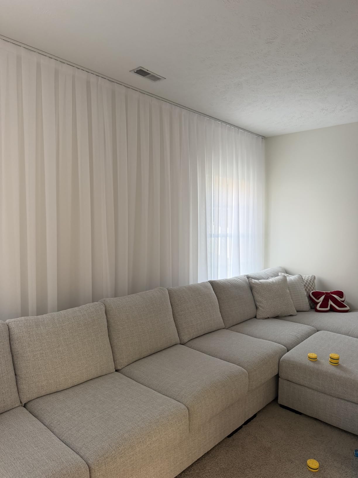 Double Row Curtain Track Ceiling Mounted, Silent Heavy Duty Curtain Track System, Sliding Rails for Curtains, Room Divider for Bedroom Living Room Hospital (Track Ships in Sections with Connectors) customer photo 2