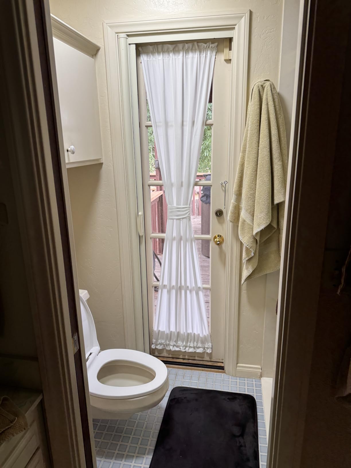 RYB HOME Sheer French Door Curtain for Front Door, Privacy Non-See-Through Light Filtering Rod Pocket Sidelight Curtain with Tie-Back for Kitchen & Bedroom, White, 26W x 72L Inches, 1 Panel customer photo 2