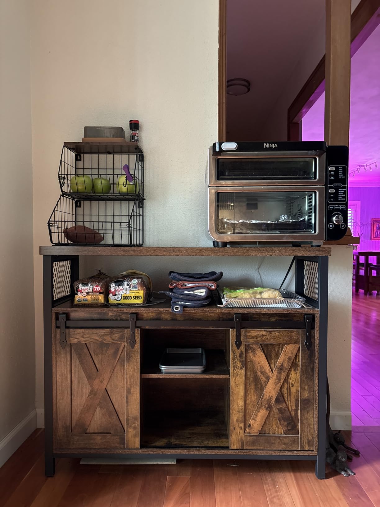 VASAGLE Buffet Cabinet, Coffee Bar with 2 Sliding Barn Doors | Sideboard Storage Cabinet, Adjustable Shelves, 13 x 39.4 x 31.5 Inches, Rustic White, DAXTON Collection ULSC092W01S customer photo 1