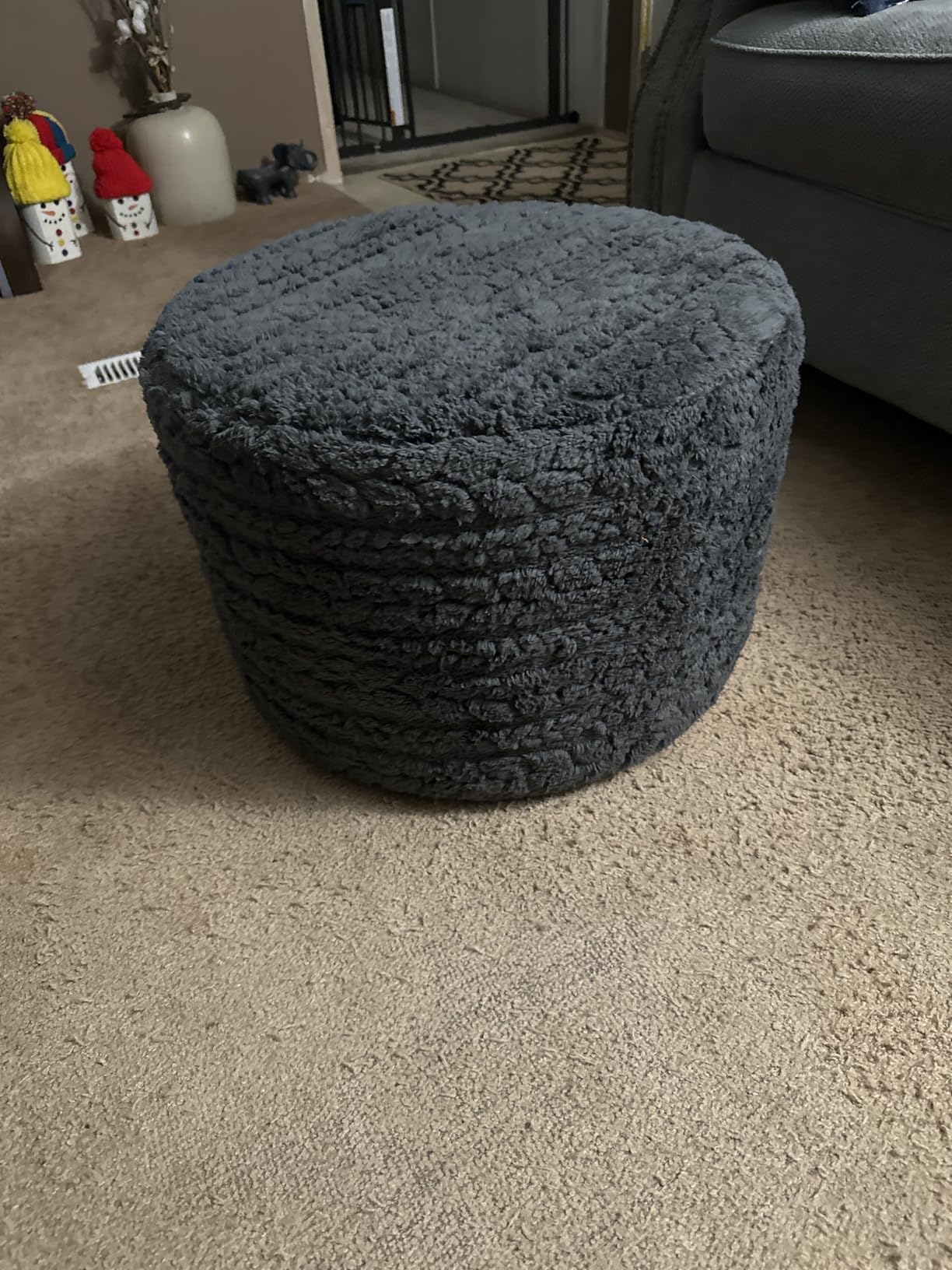 Ottoman Footrest, Round Pouf Footstool, Beanbag Ottoman, Burnt Orange customer photo 2