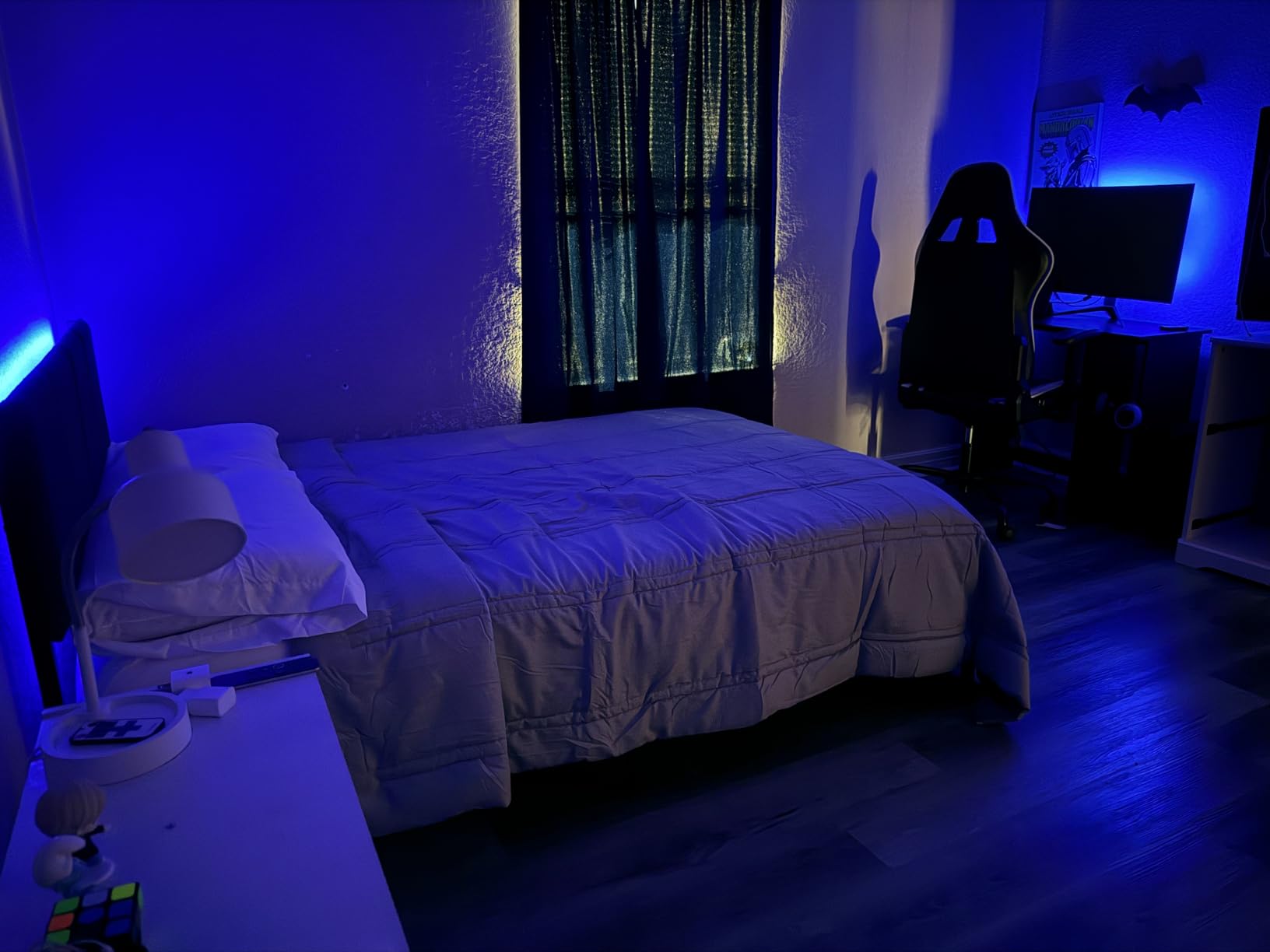 Furnulem Full Size Bed Frame with Upholstered Headboard & 2 Storage Drawers | Metal Platform Bed with USB Charging Station, LED Light and Fabric Underbed Storage Drawers, Noise Free, No Box Spring Needed customer photo 2