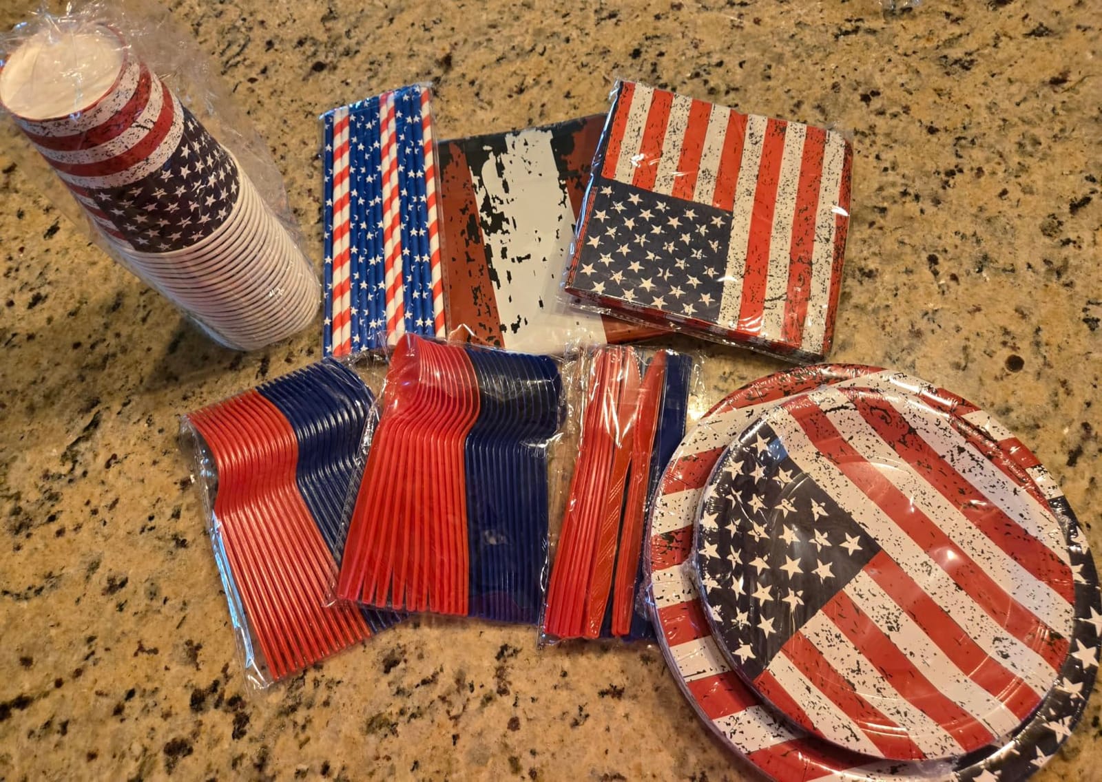 194Pcs Vintage Patriotic Party Supplies American Flag Dinnerware Decor Set | 9