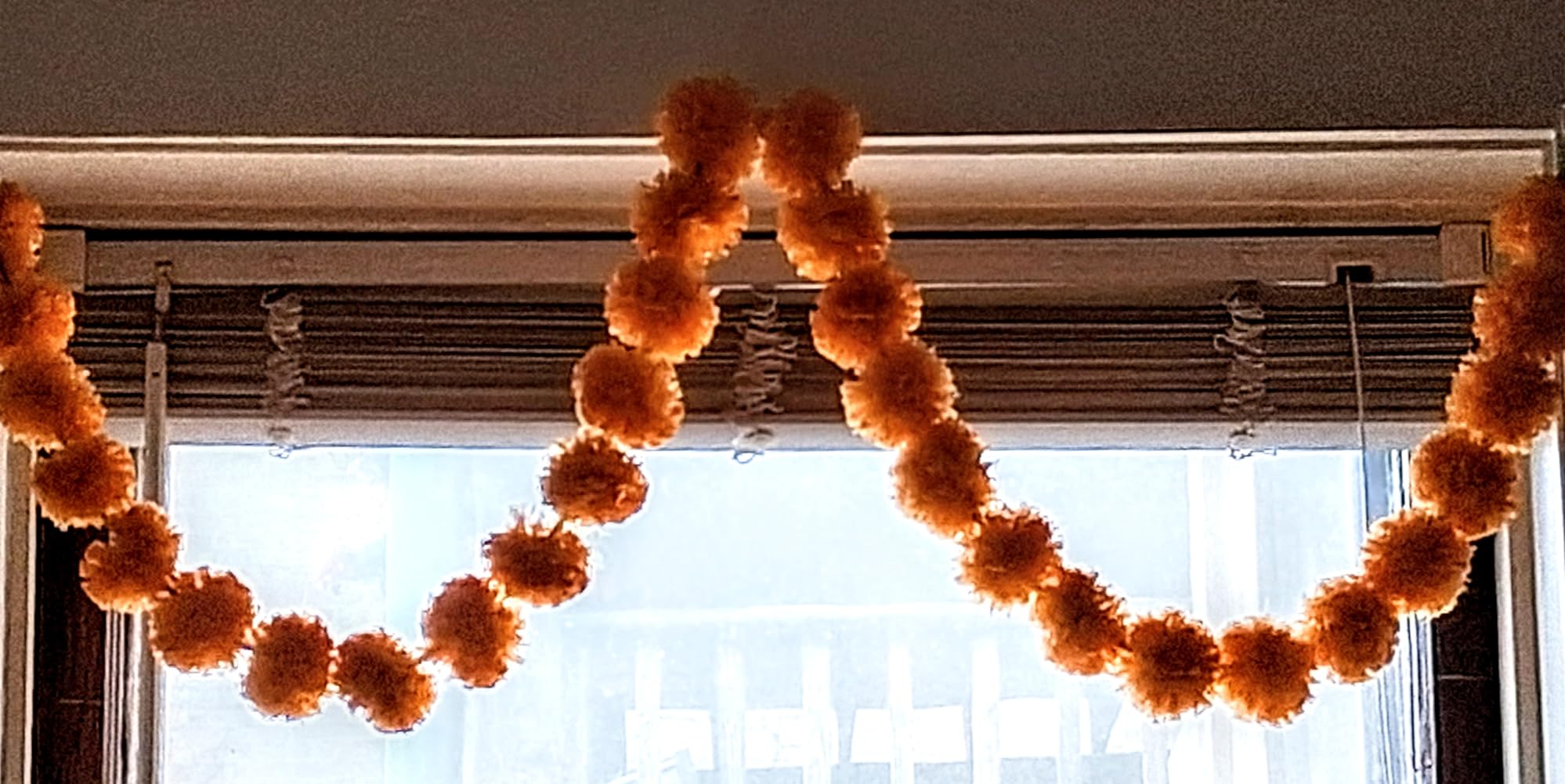 RAINFLOW 5PCS Artificial Marigold Garland - Light Orange Garlands for Diwali Decorations, Waterproof customer photo 2