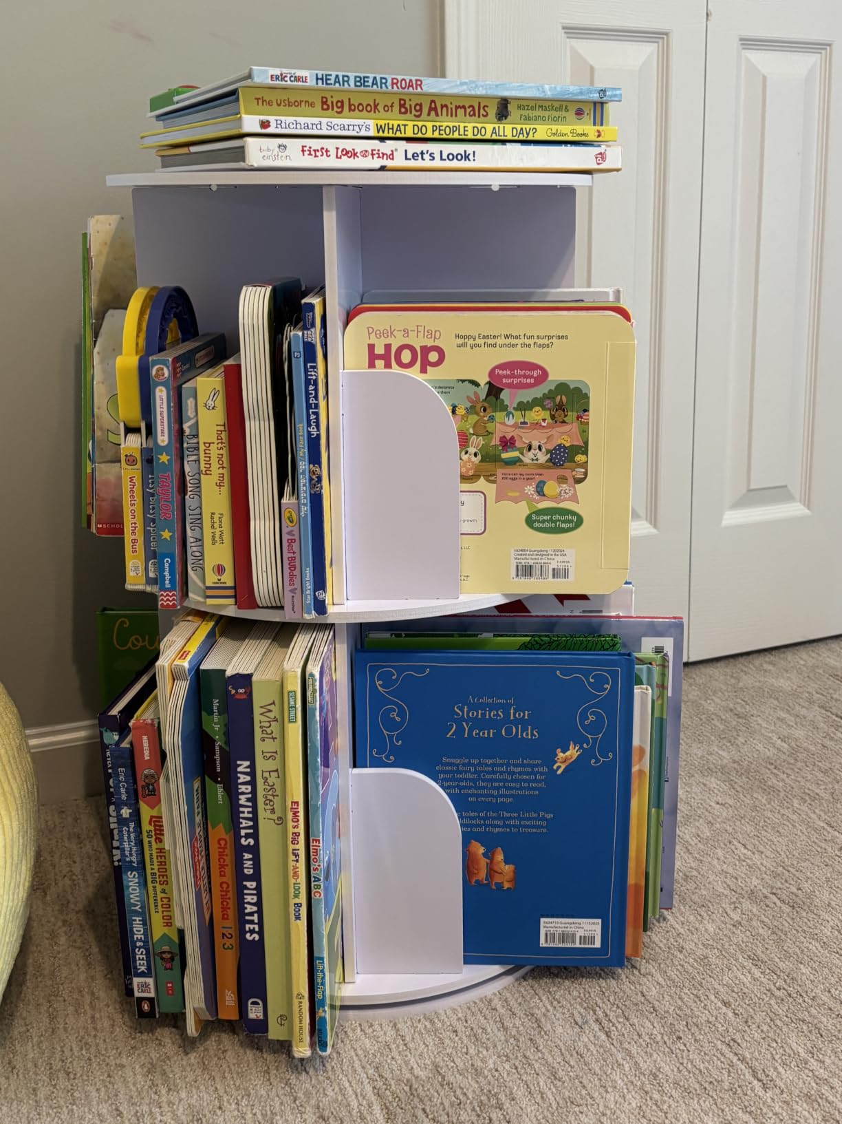 RUNSUNSPRI 4 Tier Rotating Bookshelf Tower Spinning Bookshelf | Revolving 360° Bookcase Storage Round Carousel, Vertical Rotate Turning Spiral Corner Organizer Lazy Susan, White customer photo 2
