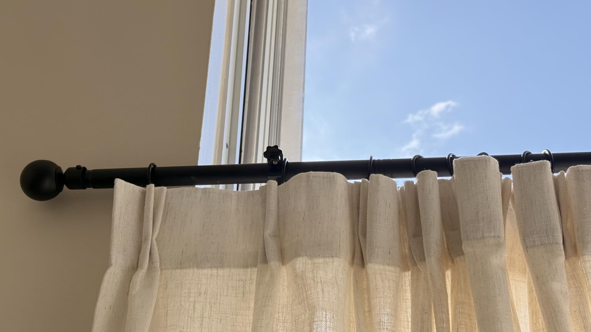 Byondeth Latest Curtain Rods for Windows 28 to 120 Inches Length Adjustable 1 Inch Diameter Window Heavy Duty Curtain Rod with Aluminium Finials Set for Outdoor, Farmhouse, Bedroom, Living Room, Black customer photo 2