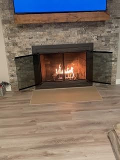 Guardian Hearth Rug, 24 x 48 Inch Tan Rectangular Fireplace Rug, Fire-Resistant Woven Fiberglass, NFPA 253 Class I Tested, Non-Slip Vinyl Backing, Made in USA customer photo 1