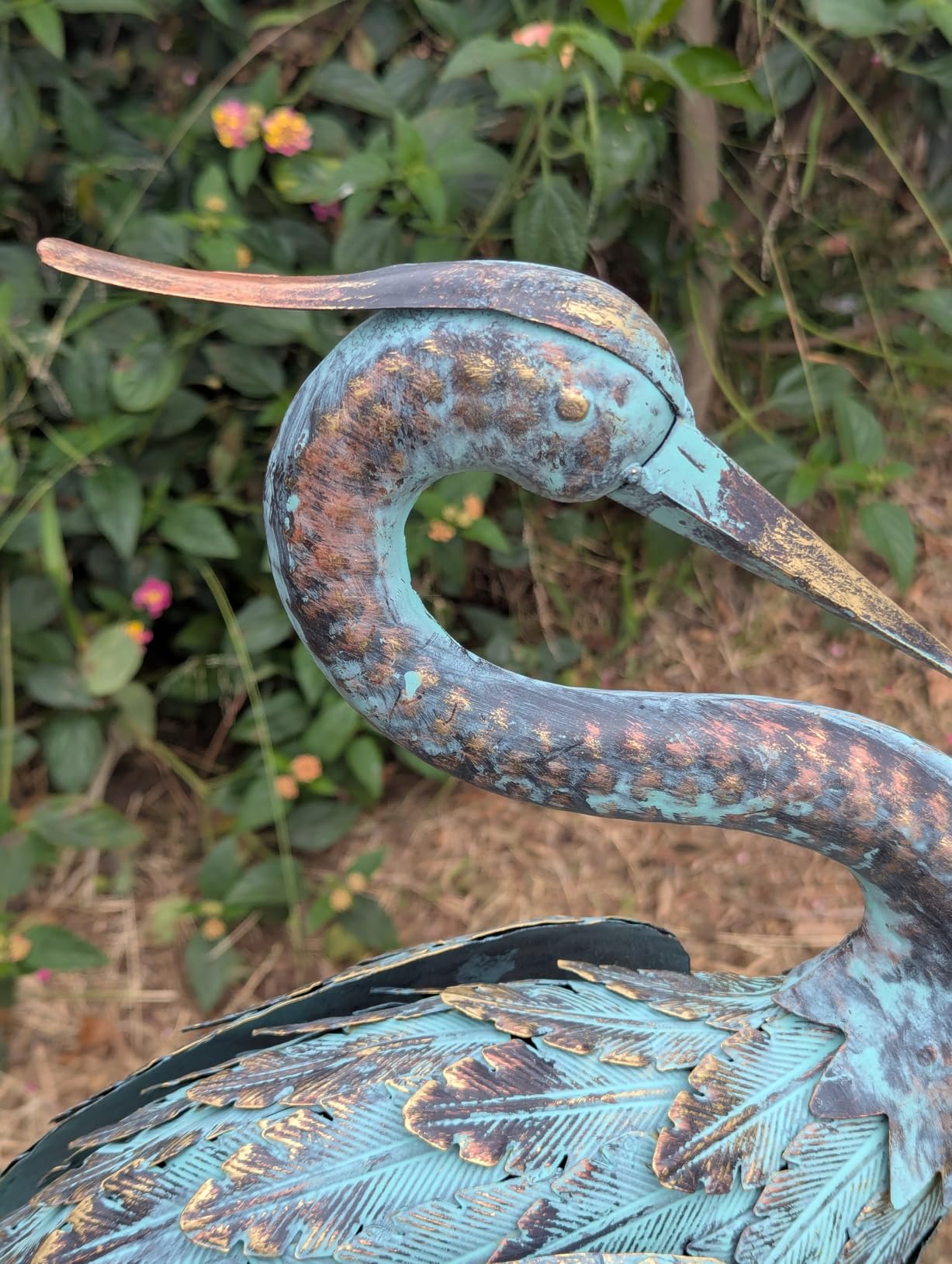 Large Garden Statues Set of 2, Metal Crane Sculptures, Bronze Heron Outdoor customer photo 1
