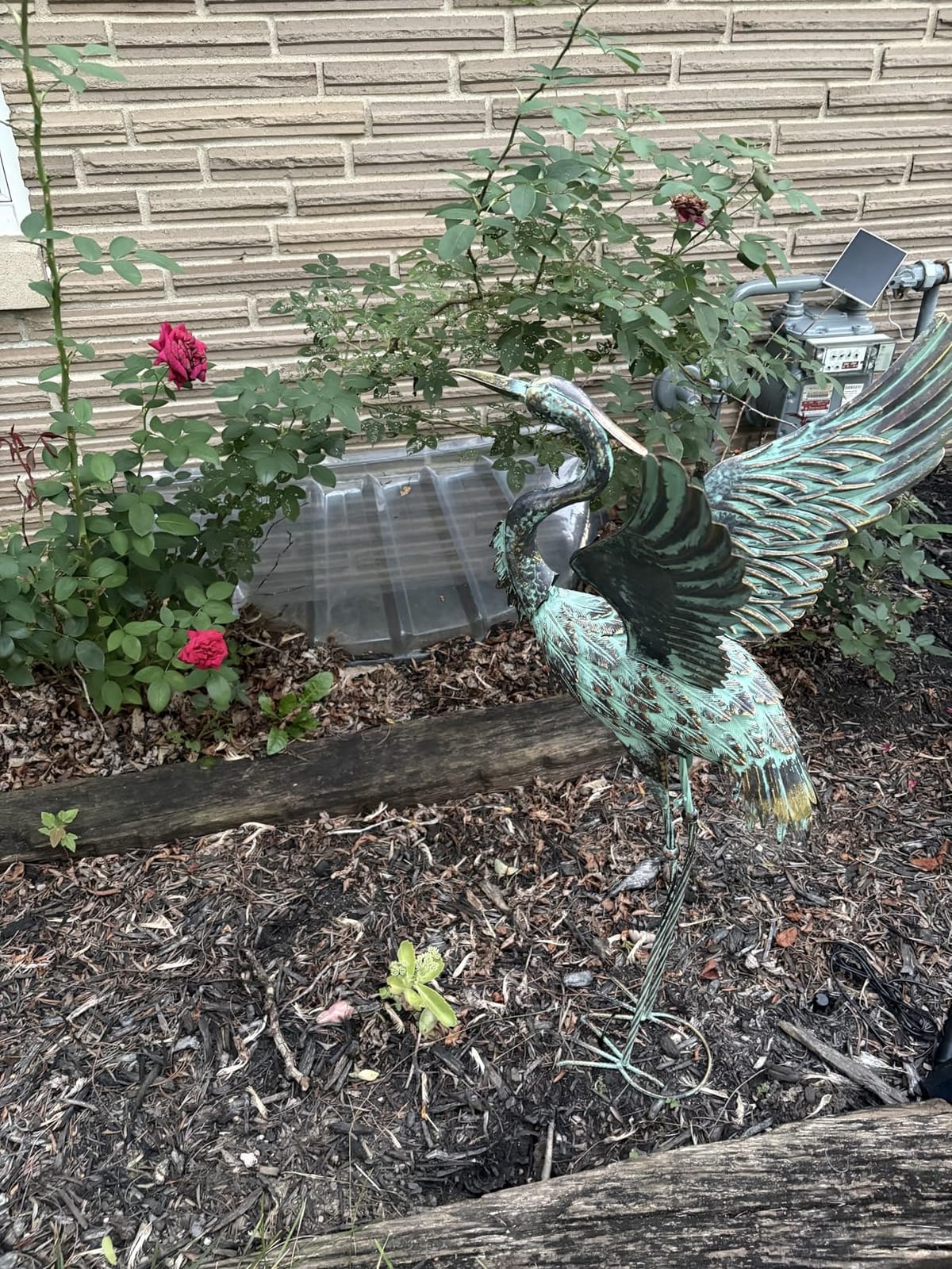 Large Garden Statues Set of 2, Metal Crane Sculptures, Bronze Heron Outdoor customer photo 2