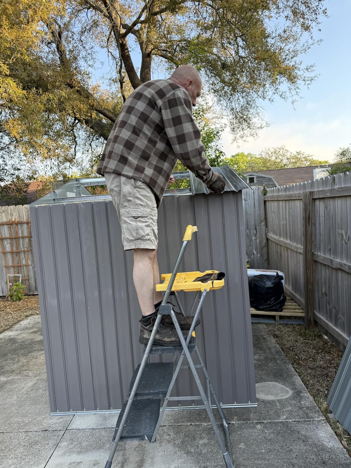 Aoxun 7.3'x5.3' Shed with Floor Galvanized Steel Outdoor Storage Shed Brown | Metal Garden Shed with Double Doors, Moisture-Proof Floor & Ventilation, Sloped Roof for Garden, Patio, Backyard customer photo 1