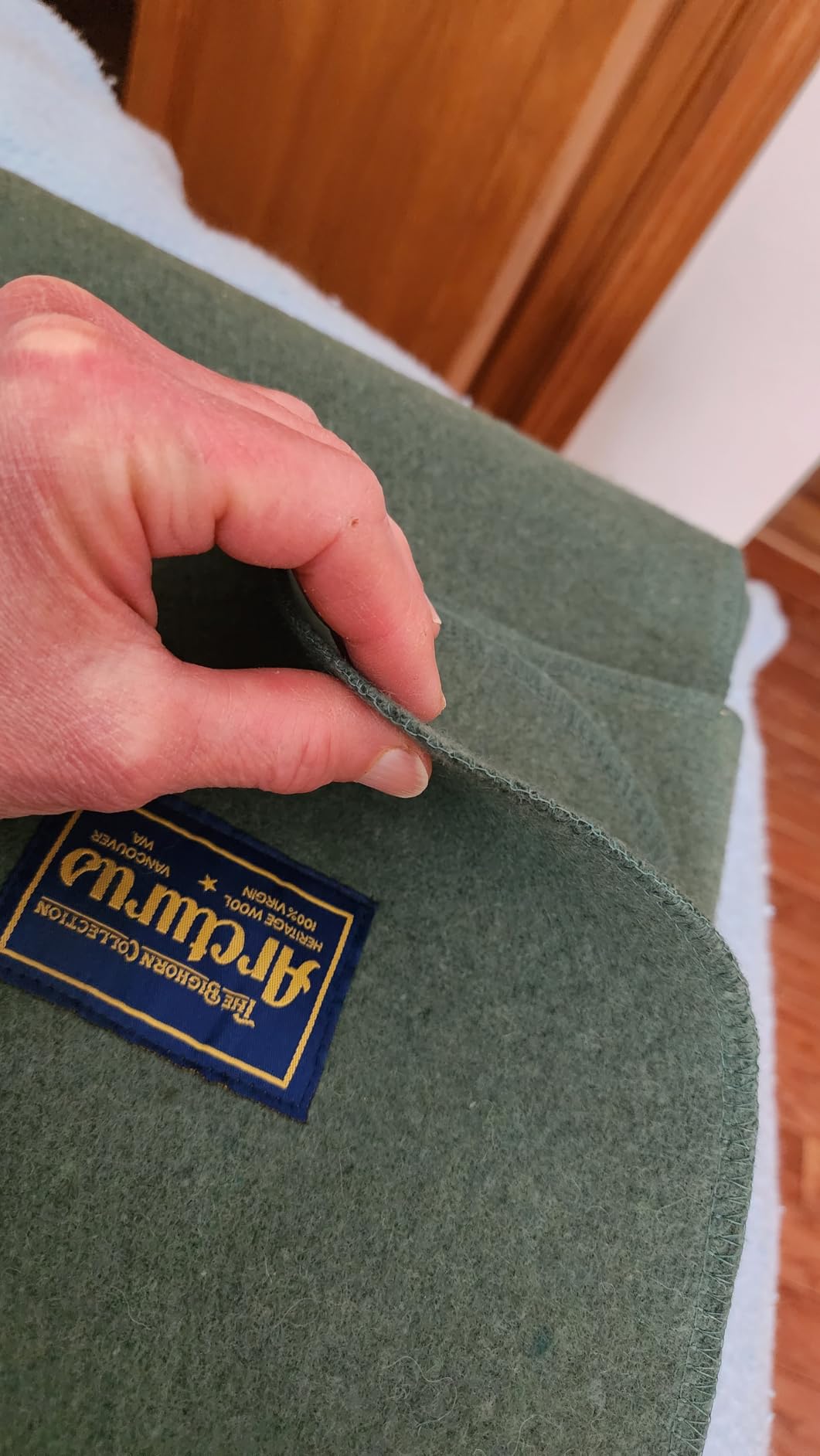 Arcturus Bighorn 100% Virgin Wool Blanket | Heirloom-Quality Wool Bedding for Home & Cabin | Warm, Thick & Durable (Twin Size, Steel Blue) customer photo 1