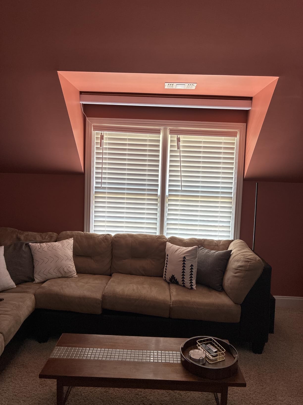 Persilux Smart Motorized Blinds with Remote, No Drill Automatic Roller Shades for Indoor Windows, Blackout Linen Fabric, Electric Blinds for Windows, Weave Blend Smoke C162BO-7, Custom Size customer photo 1