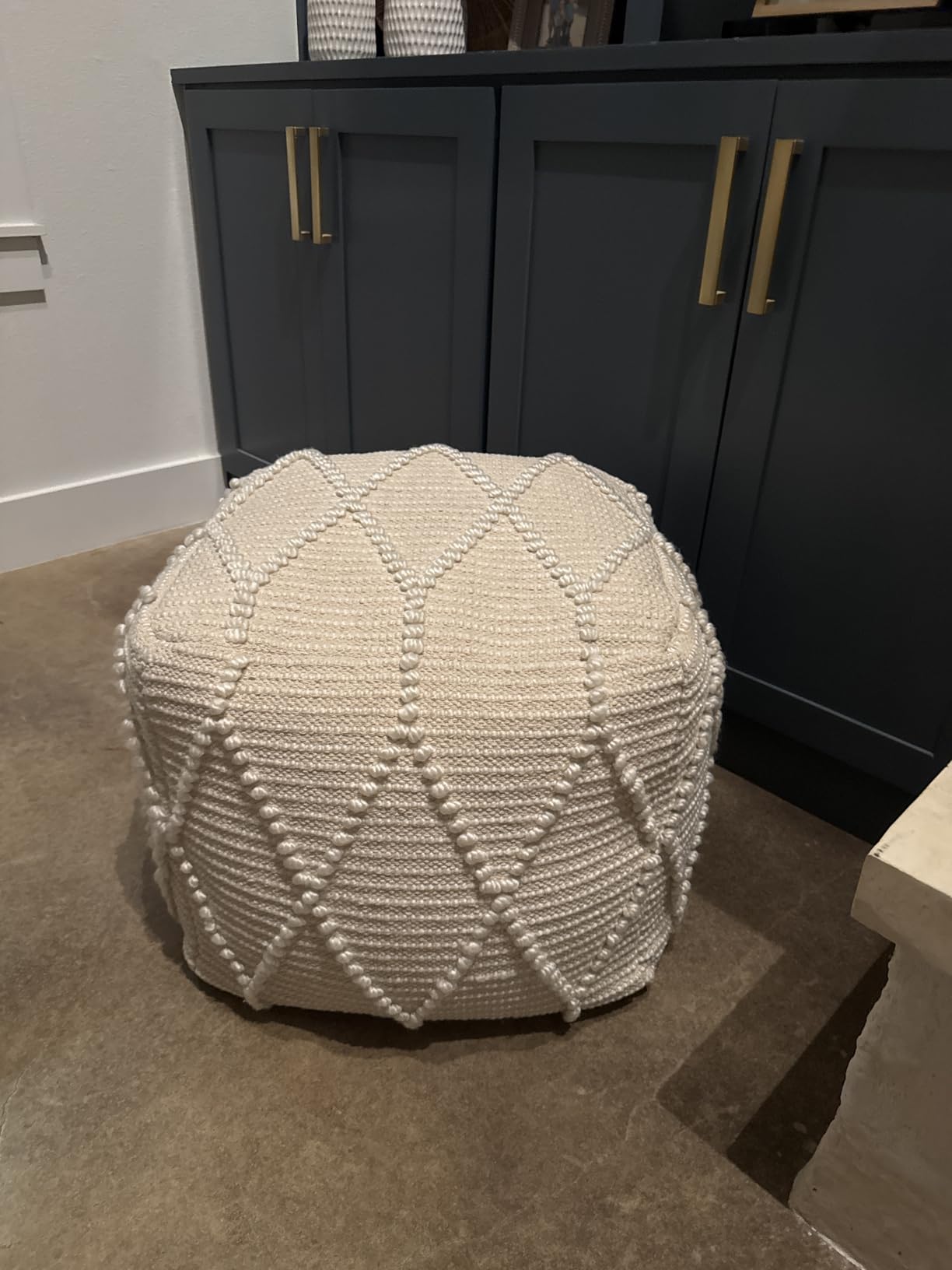 Anji Mountain 17in H x 19in W Handmade Pouf Ottoman - Soft & Fluffy customer photo 2