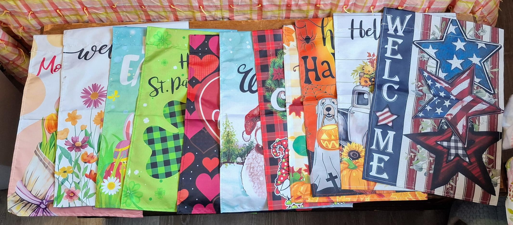 Seasonal Garden Flags Set of 12, Double Sided 12x18 Inch Yard Flags | Spring Summer Fall Winter & Holiday Outdoor Decor, 4th of July, Thanksgiving, Halloween, Christmas for All Seasons customer photo 2