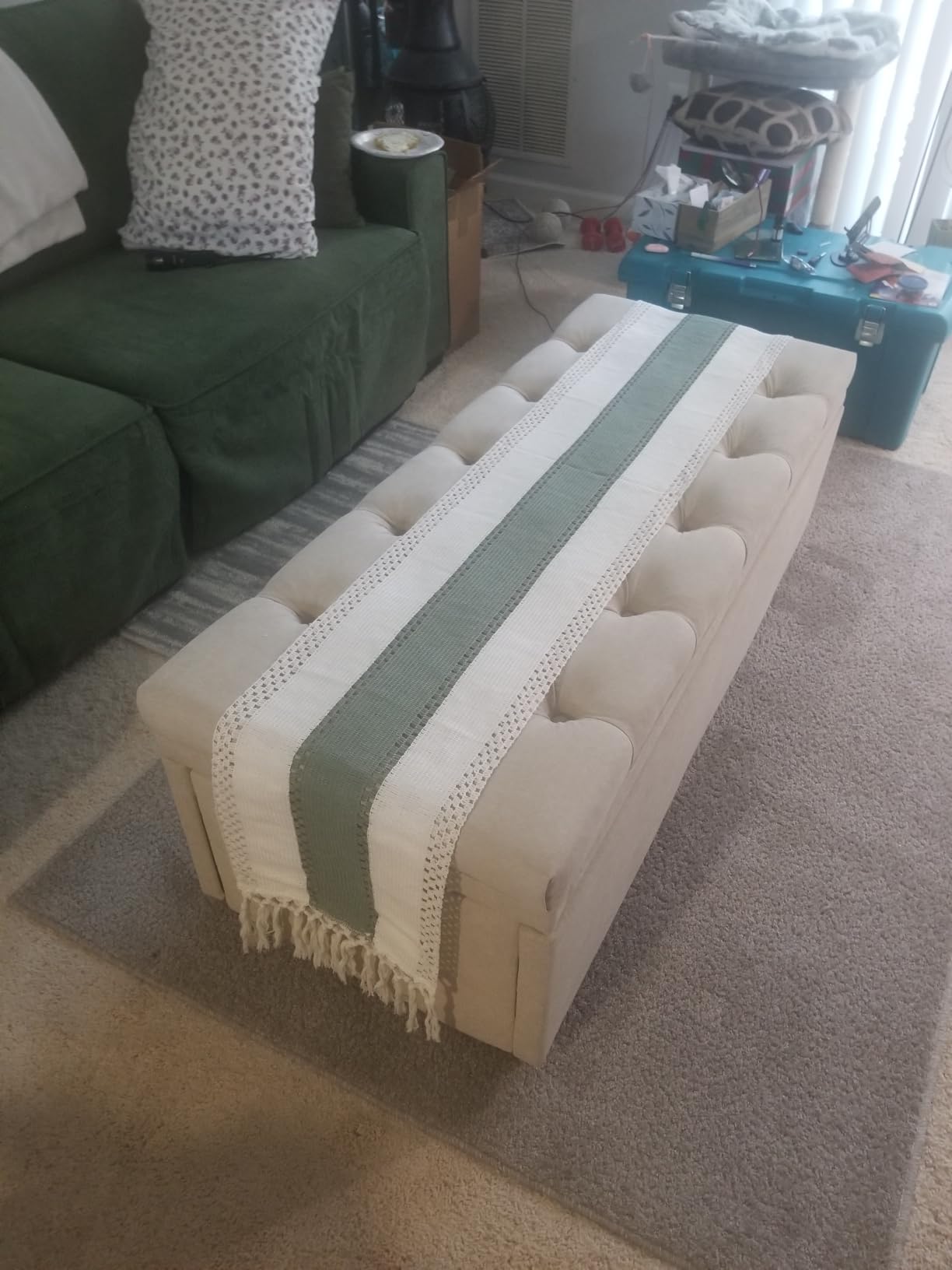 Mangodan 50 Inch Large Storage Ottoman, Tufted Ottoman with Storage | End of Bed Ottomans for Living Room, Bedroom, Modern Entryway Benchs customer photo 1