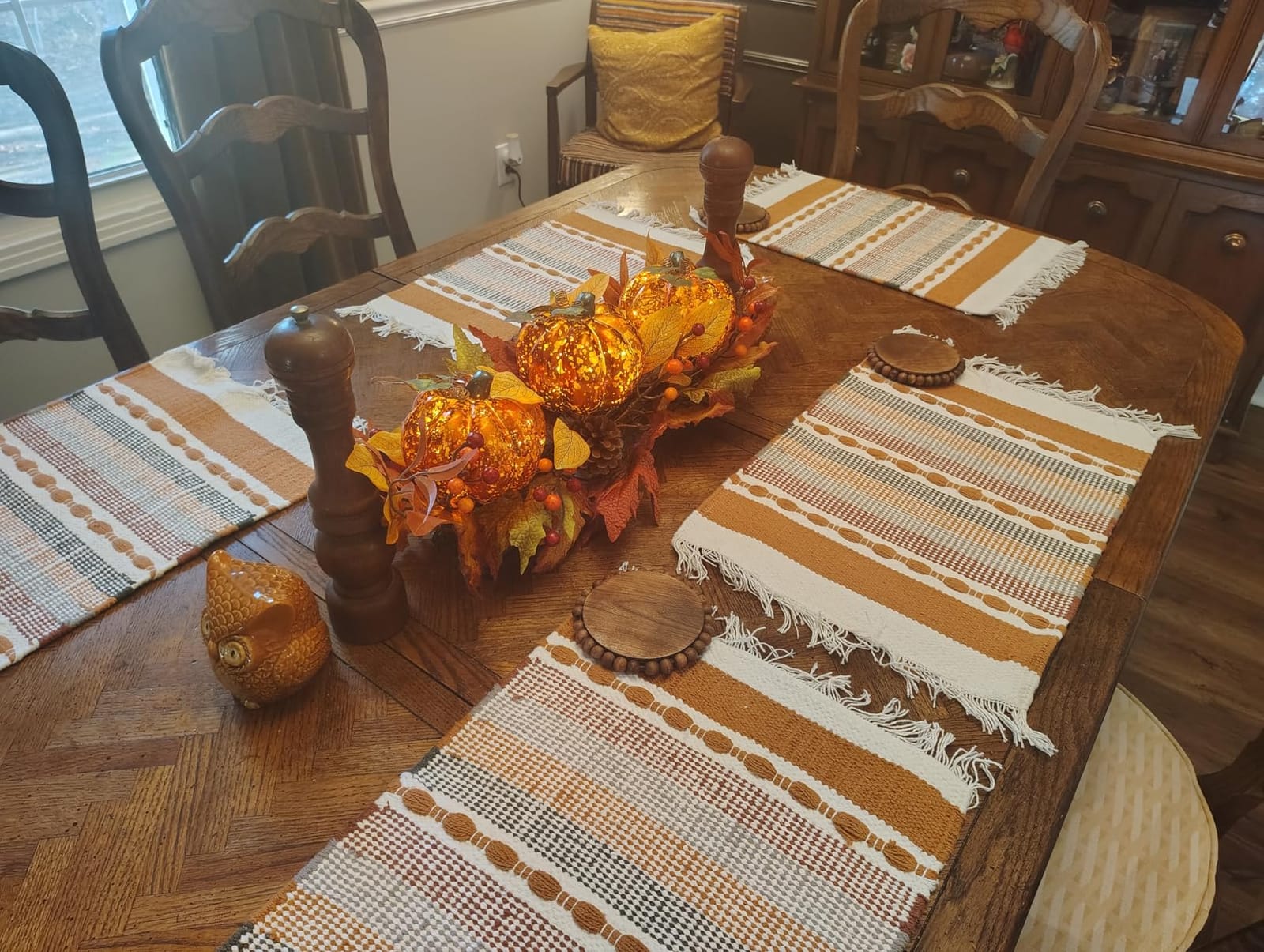 LED Lighted Pumpkin Fall Centerpiece with Maple Leaves, Berries & Pinecones - Battery Operated Thanksgiving Table Decor for Home, Mantel, or Dining customer photo 2