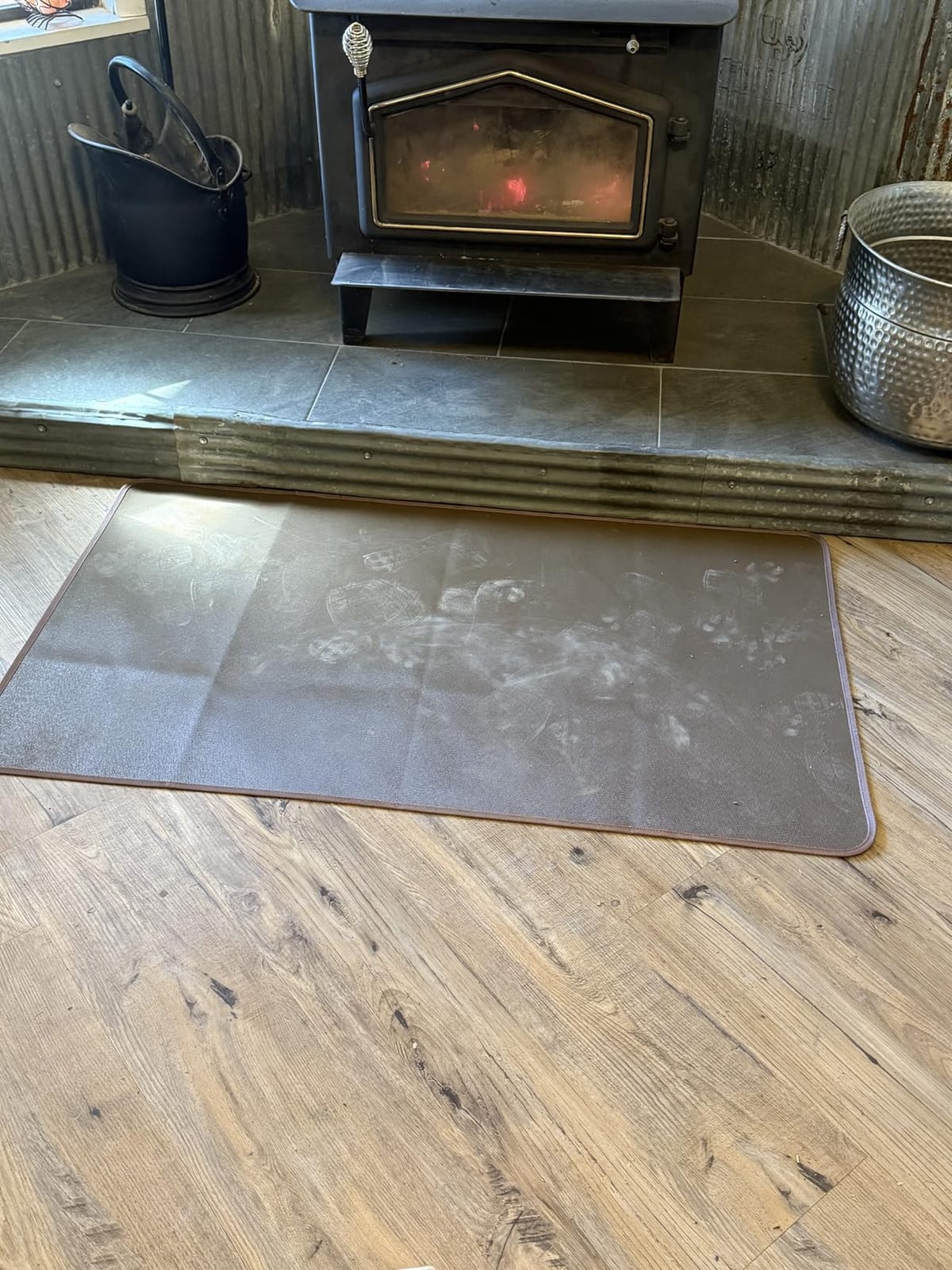 Fireproof Fireplace Rug for Home Protection, 3'6'' x 2' x 0.04'', Black | 1800°F fireproof hearth rug for fireplace, fiberglass fireplace mat protects floors & carpets from embers, easy to clean customer photo 1