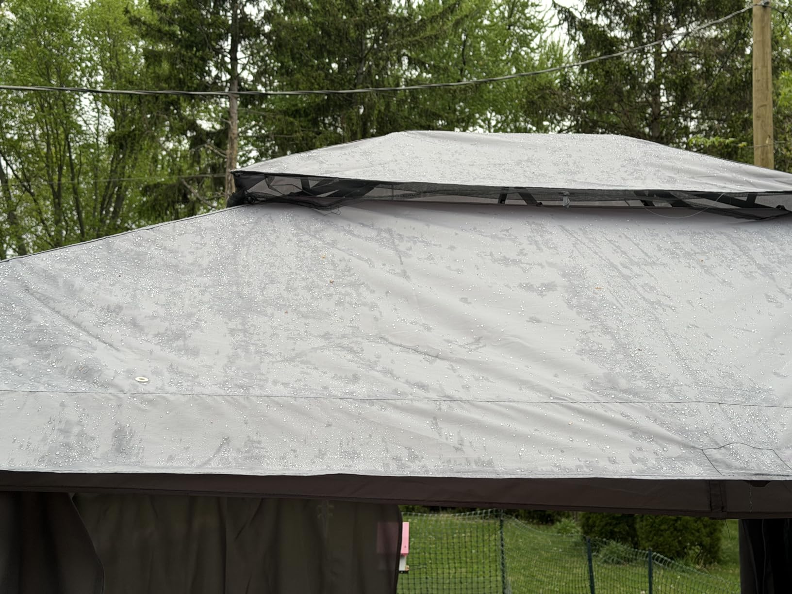 Aoxun 10x12 Gazebo Canopy with Steel Frame, Double Roof | water-resistant canopy blocks rain and UV, supports 250 lb, and includes ropes, bolts. Gray customer photo 1