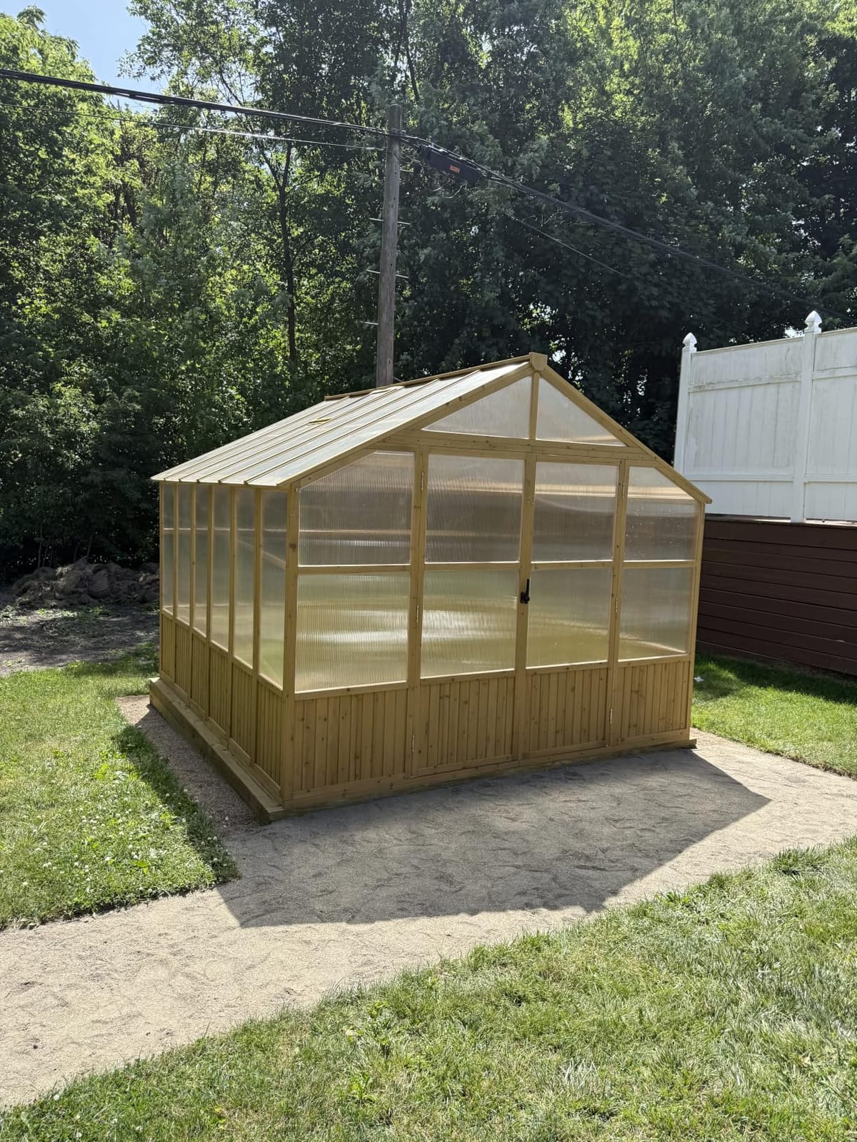 Jocisland 8 x 9.5-Ft Wooden Greenhouse | Walk-In Cedar Frame, Lockable Door, 2 Adjustable Roof Vents, Polycarbonate Panels, for Outdoor Garden and Backyard customer photo 1