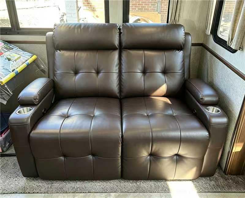 RV Loveseat Recliner Sofa, Wall Hugger Reclining RV Couch with USB | RV Reclining Loveseat with Massage, Pocket, Cup Holder customer photo 1