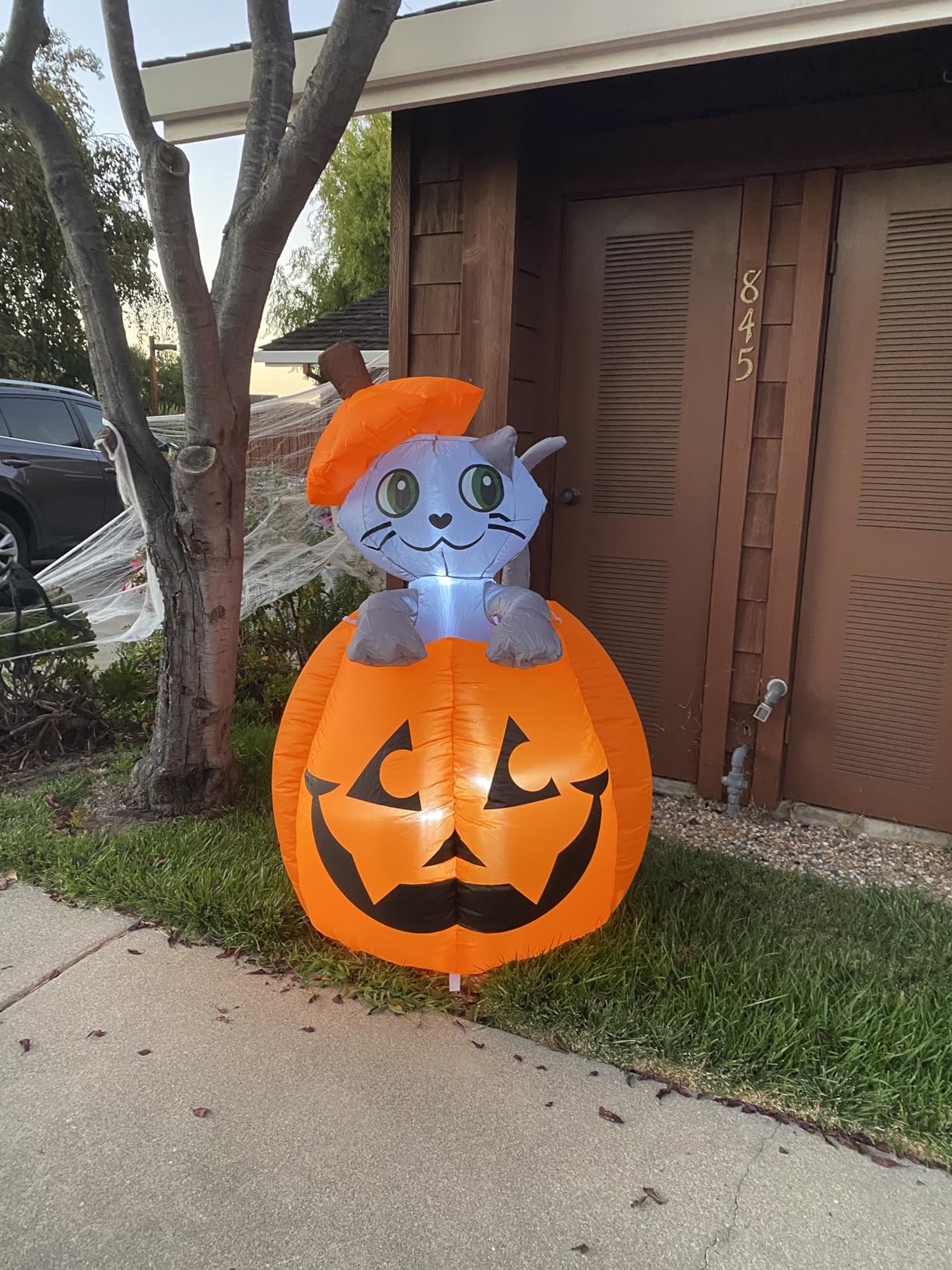 Joiedomi 5ft Tall Halloween Animated Inflatables Outdoor Decorations, Inflatable Ghost on Pumpkin with LEDs, Cute Blow Up Pumpkin Ghost Decor for Outside Yard Outdoor Lawn Garden Party Decoration customer photo 1
