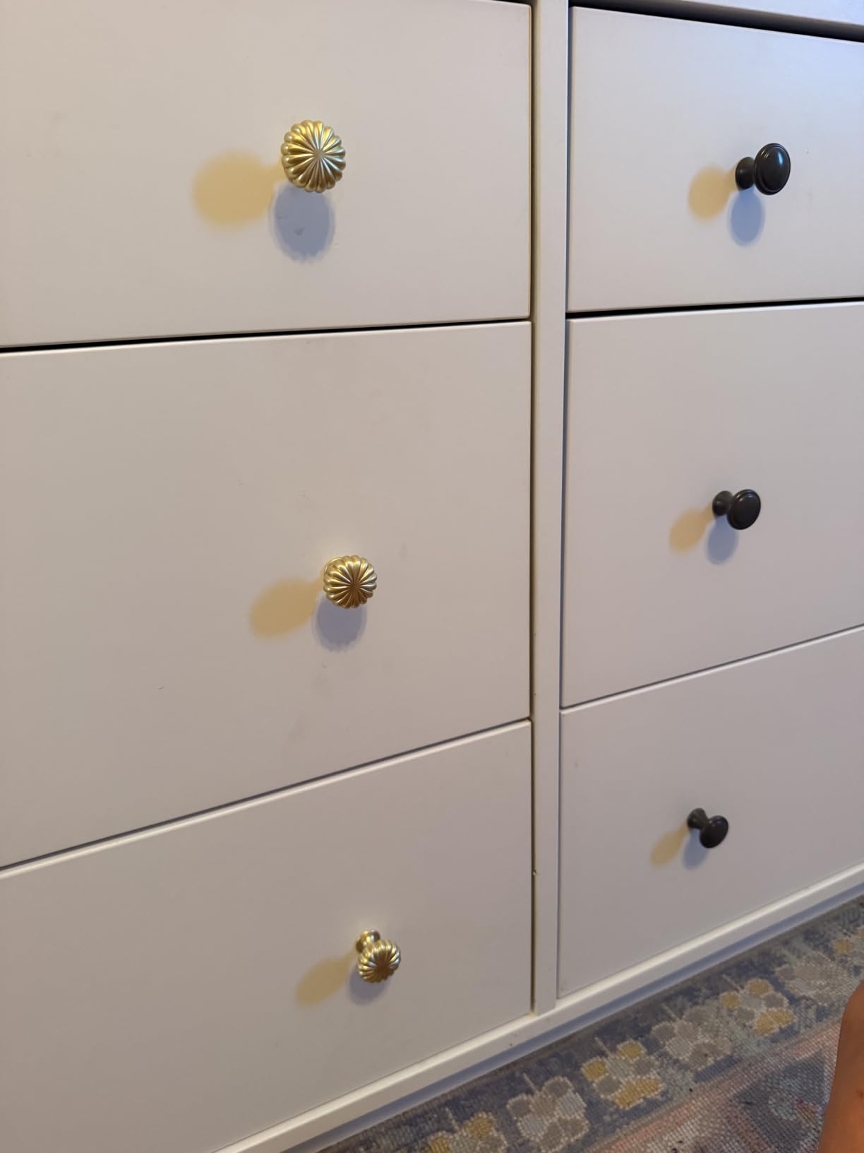 Antique Brass Cabinet Knobs, 10 Pack Solid Drawer Pulls for Dressers | Zinc Alloy, Screws Included, Single Hole, Smooth Feel, Vintage Cabinet Handles Hardware for Kitchen Cupboards Restyle customer photo 2