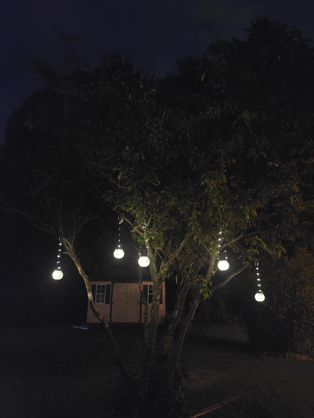PARTPHONER Solar Lights Outdoor Waterproof 12-Pack, Solar Powered Hanging Lantern Cracked Glass Hanging Globes for Yard Decor Christmas Decoration, Shepherd Hook, Garden Tree Ornaments, Warm White customer photo 2