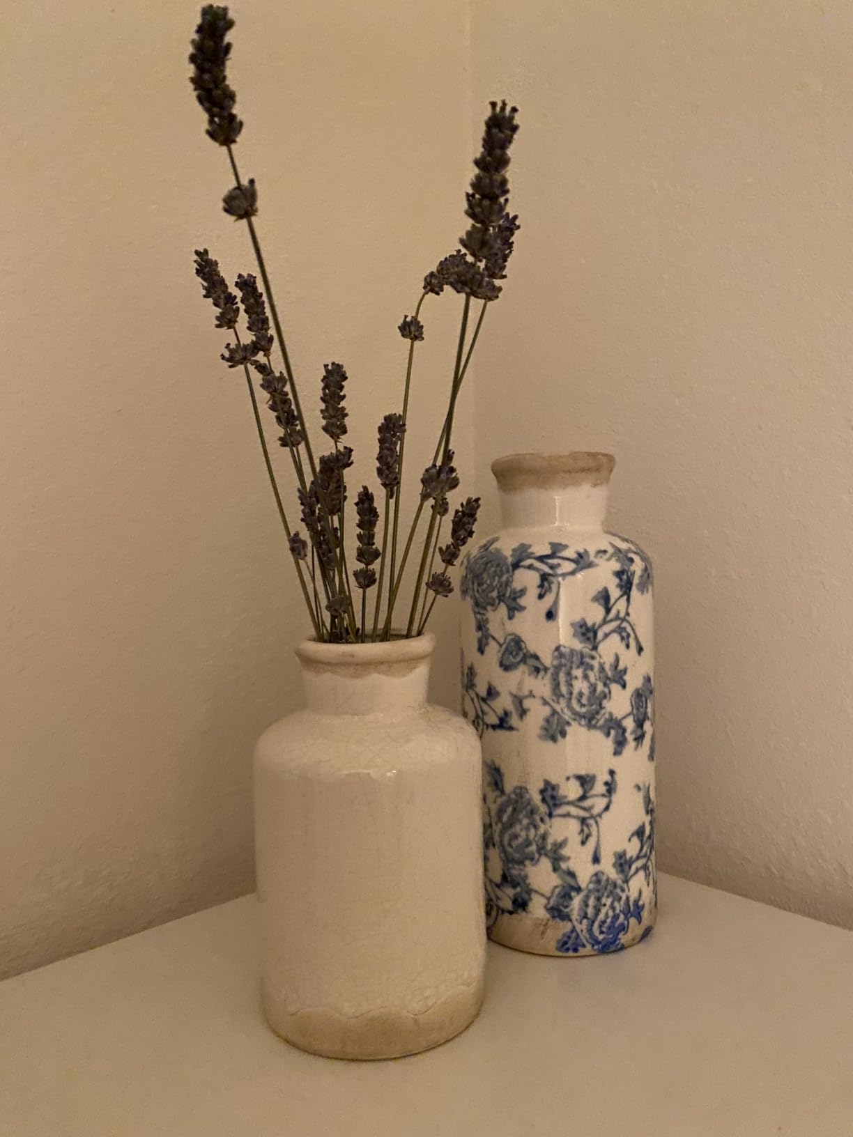 Vintage Vase Set of 3, Ceramic Vintage Flower Vases, Chinoiserie Decorative Home Decor Retro Floral Vase Rustic Farmhouse Decor for Table Bookshelf Mantel Kitchen Living Room Office - Green and Beige customer photo 2