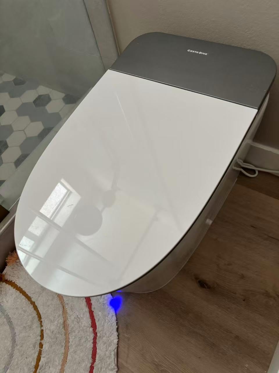 Smart Toilet Auto Open Lid Powerful Flush Foam Shield CD-K030PRO | Heated Comfort Seat,Quiet Flush Foot Sensor & Blackout Flush, Warm Water, Dryer, Bidet Toilet with Tank, Night Light customer photo 1