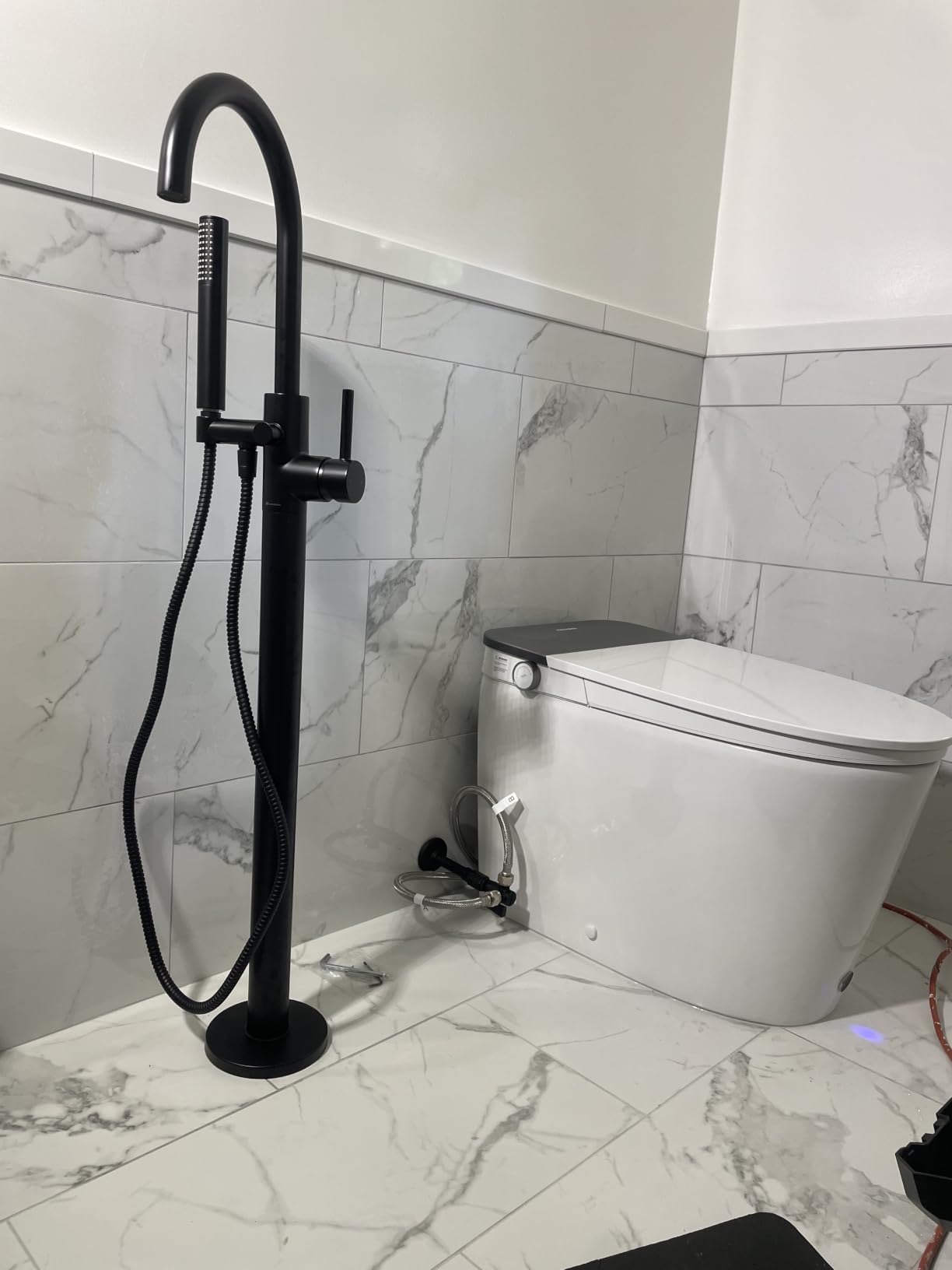 Smart Toilet Auto Open Lid Powerful Flush Foam Shield CD-K030PRO | Heated Comfort Seat,Quiet Flush Foot Sensor & Blackout Flush, Warm Water, Dryer, Bidet Toilet with Tank, Night Light customer photo 2