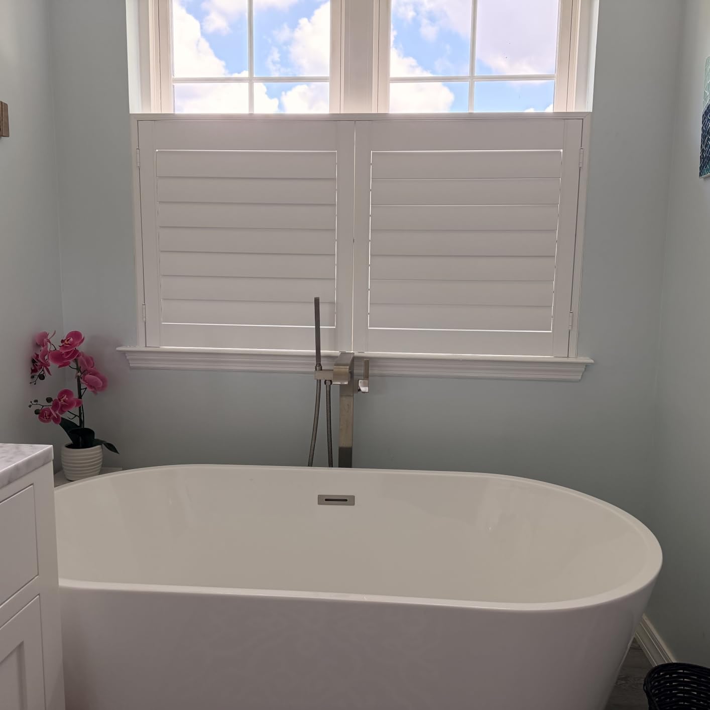 Cafe Plantation Shutters for Interior Window | Cover Bottom half of window, Waterproof, Custom Made for Indoor|Inside Window of Bathroom, Kitchen, Livingroom, Bedroom, Dinning customer photo 2