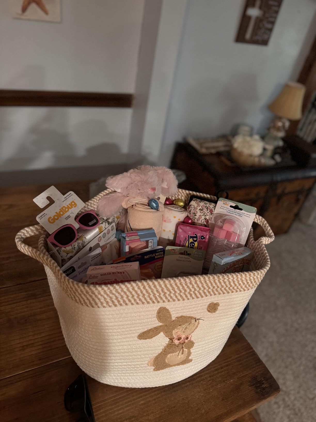 Giraffe Baby Storage Basket, Woven Cotton Rope Nursery Bin, 15x11 in customer photo 2