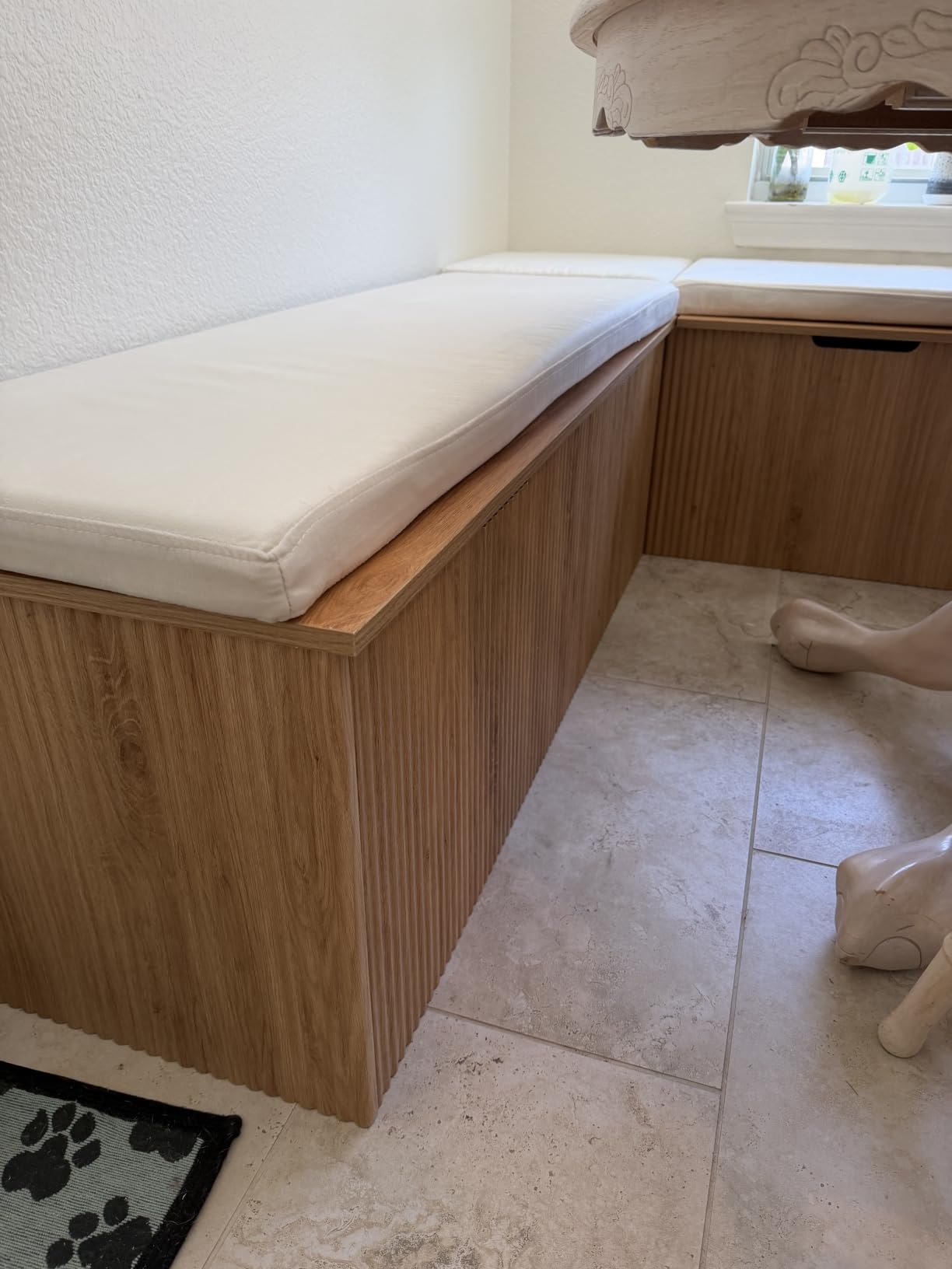 Bobve L-Shape Storage Bench with Cushion, Backless Corner Dining Bench, Kitchen Dining Nook Bench with Hidden Storage for Dining Room, Kitchen, Entryway (Natural Wood) customer photo 1