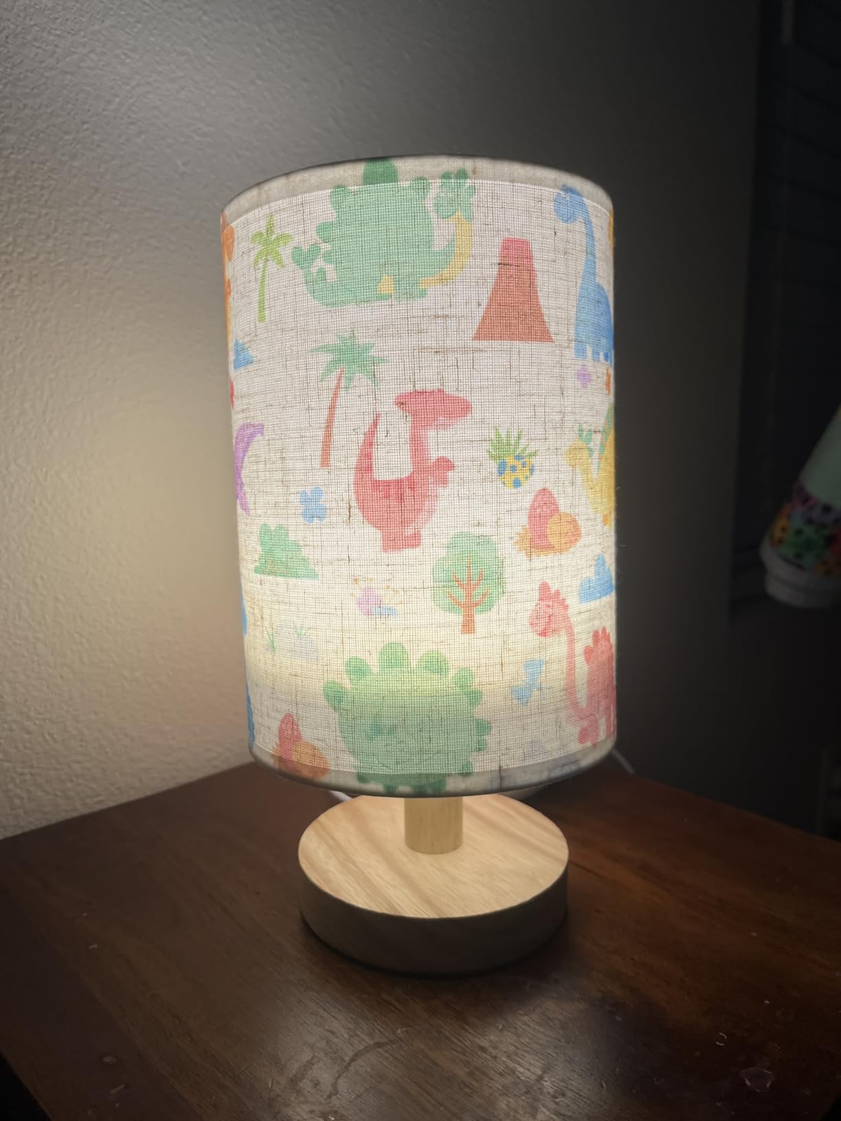 Kids Table Lamp for Bedroom, Rainbow Lamp, 3 Level Dimmable Wood Nightstand Desk Base Flaxen Fabric Shade for Bedroom Living Room,Rainbow Lamp Gifts for Girls (Colorful) customer photo 2