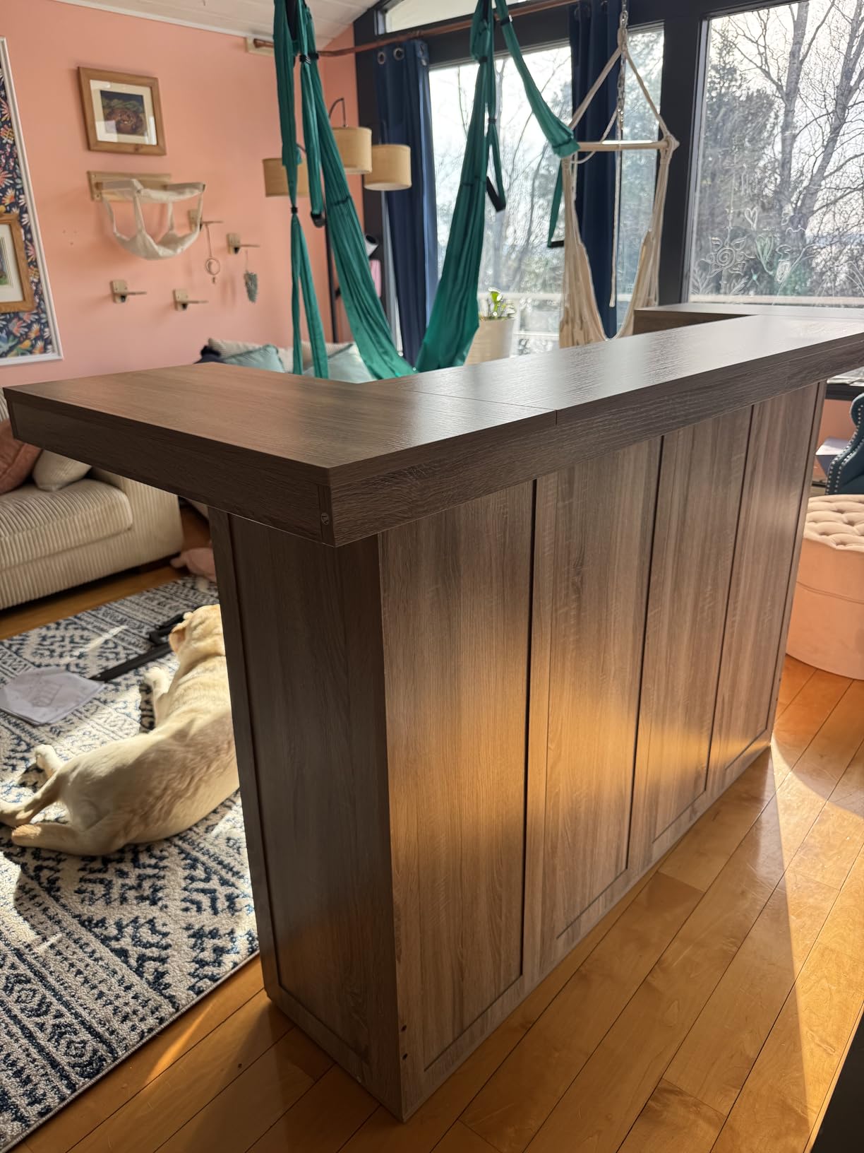 Tribesigns 4-Tier Bar Table, 70.9-Inch Large Home Bar Unit, Brown | with Storage Shelves, Wine Glass Holder and Footrest; for Kitchen, Indoor customer photo 1