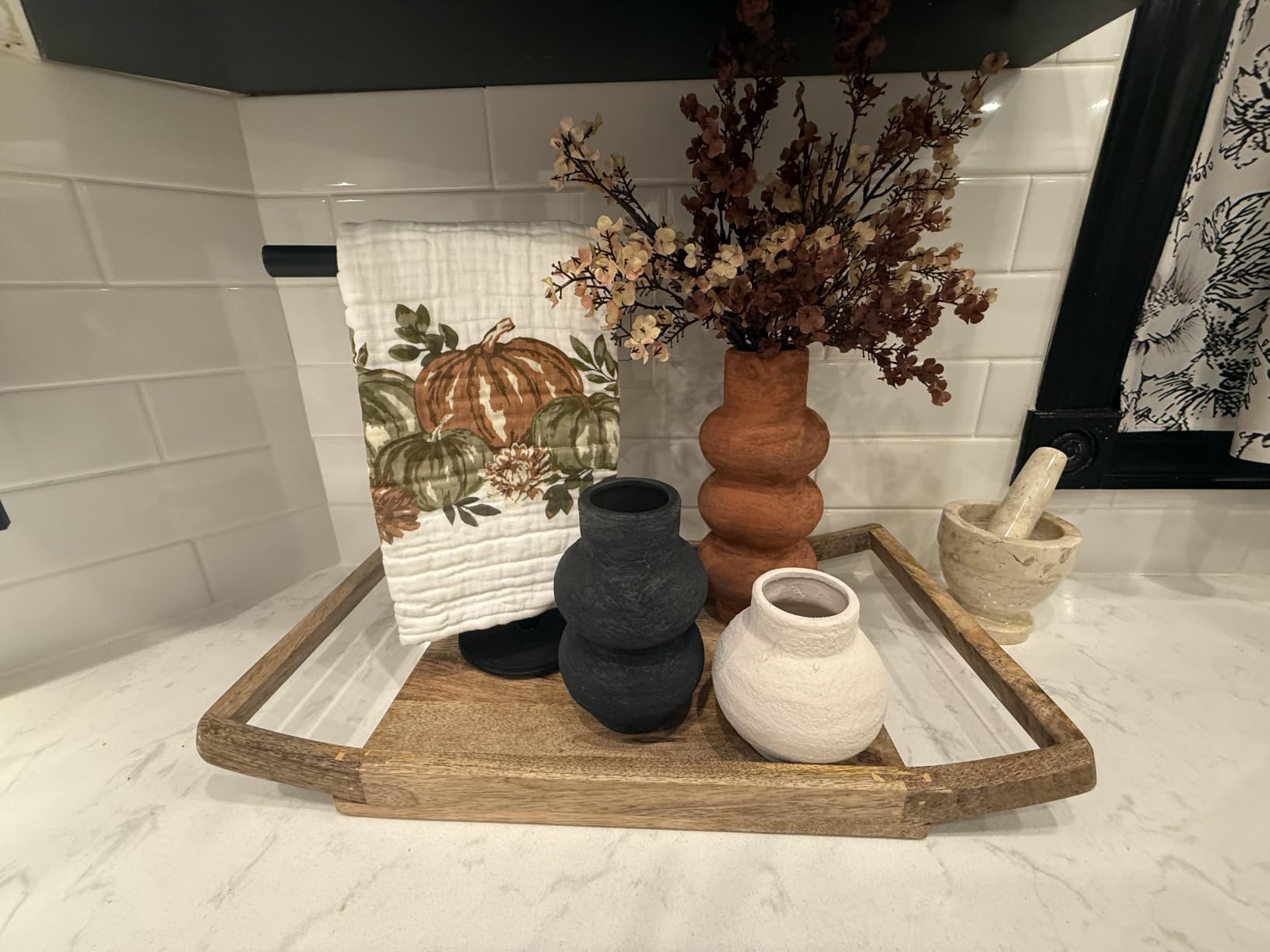 Ceramic Vase Home Table Decor - Flower Vase Set of 3 Living Room Kitchen Decorations Farmhouse Modern Rustic Vases Decorative Centerpiece for Shelf Bedroom Office Bathroom Dining Coffee Desk customer photo 1