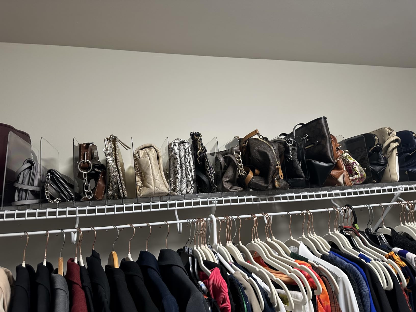 Stackable Bag & Purse Organizer for Closet Shelf Acrylic Shelf Dividers for Closet Organization, Clear Handbag Purse Storage Organizer Divider, Keep Clutch, Wallet, Pocketbook Upright, 4 Pack customer photo 1