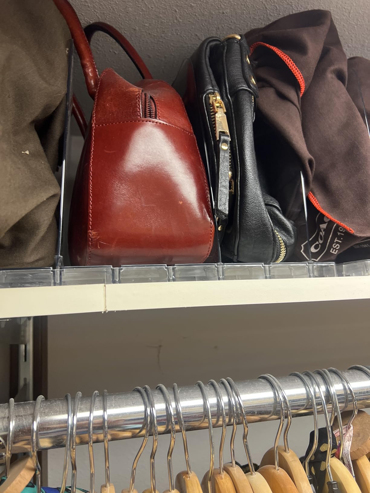 Stackable Bag & Purse Organizer for Closet Shelf Acrylic Shelf Dividers for Closet Organization, Clear Handbag Purse Storage Organizer Divider, Keep Clutch, Wallet, Pocketbook Upright, 4 Pack customer photo 2