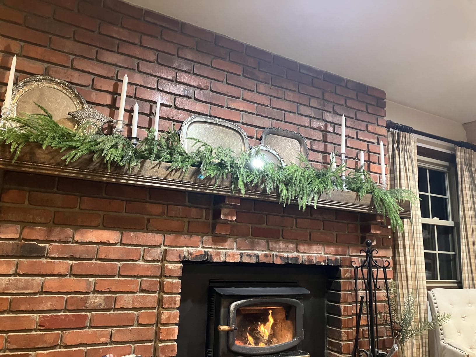 1Pcs 5FT Lifelike Touch Fake Norfolk Pine Garland for Christmas Home Decor | Thick and Lush, Artificial Pine Needles Garland, Fake Cedar Pine, for DIY/Indoor/Table/Mantle/Holiday/Fireplace/Outdoor Decor customer photo 1